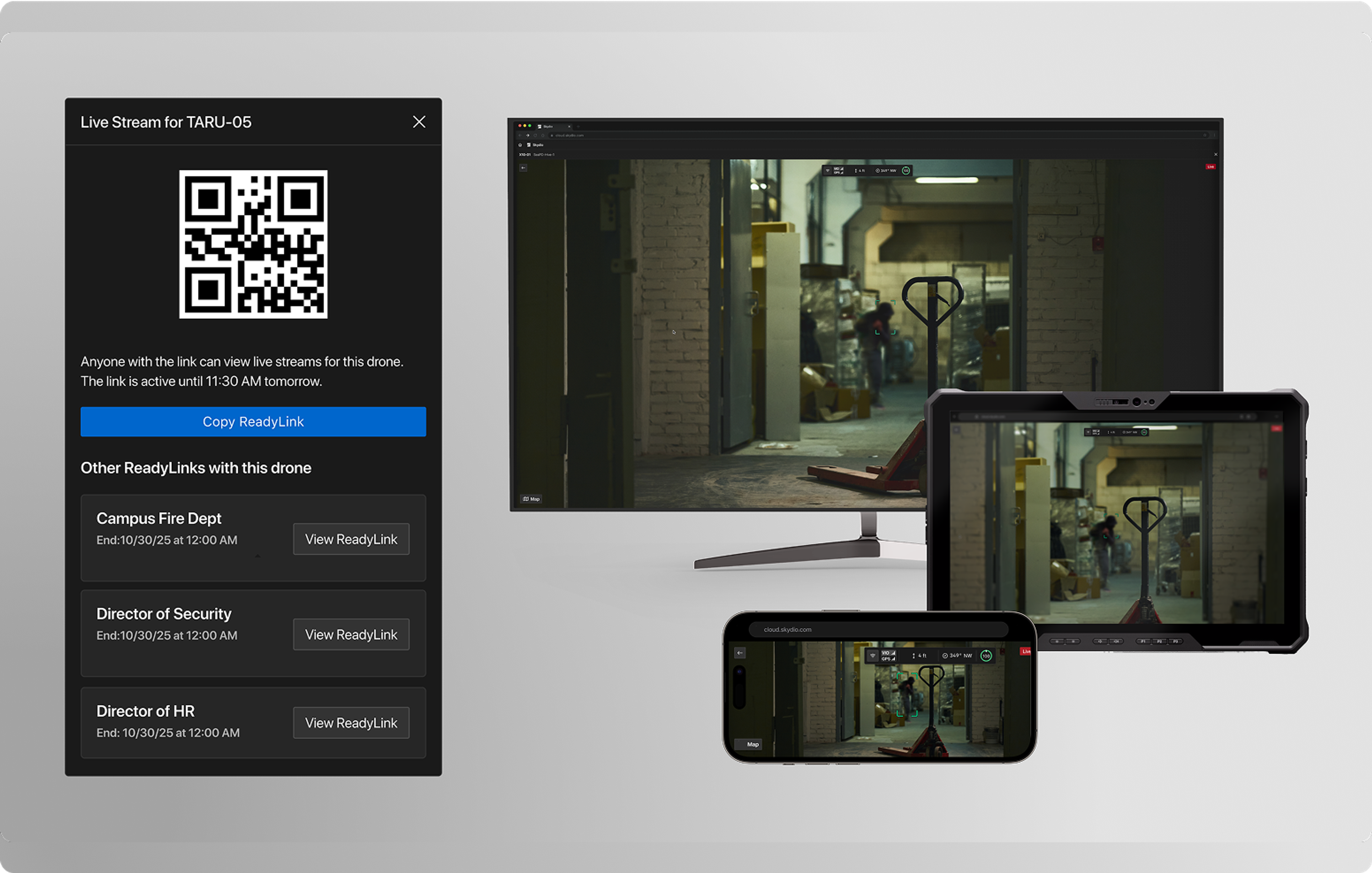 Generating Readylink to send live feed to stakeholders to assist in resolving an incident