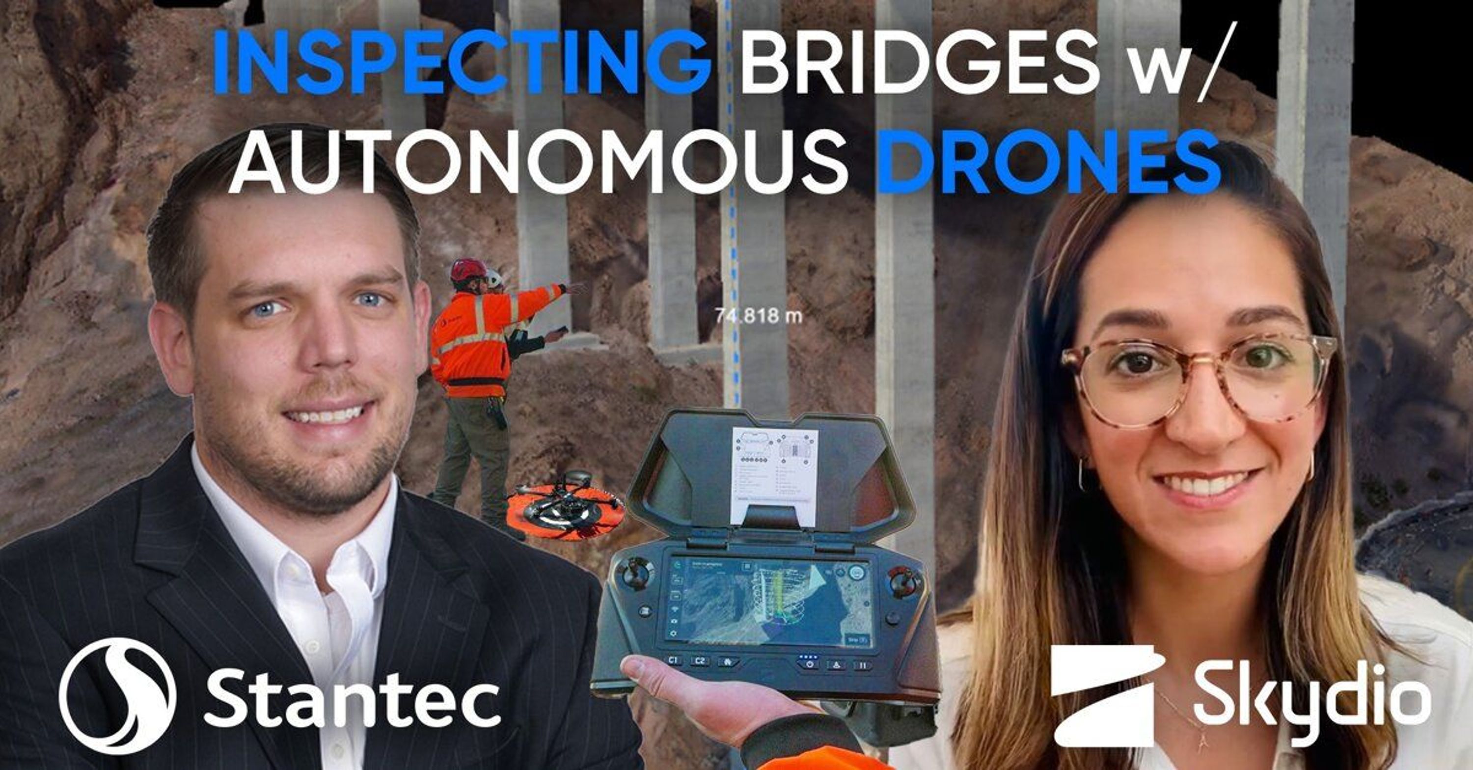 image promoting webinar about Stantec using Skydio drones for bridge inspections