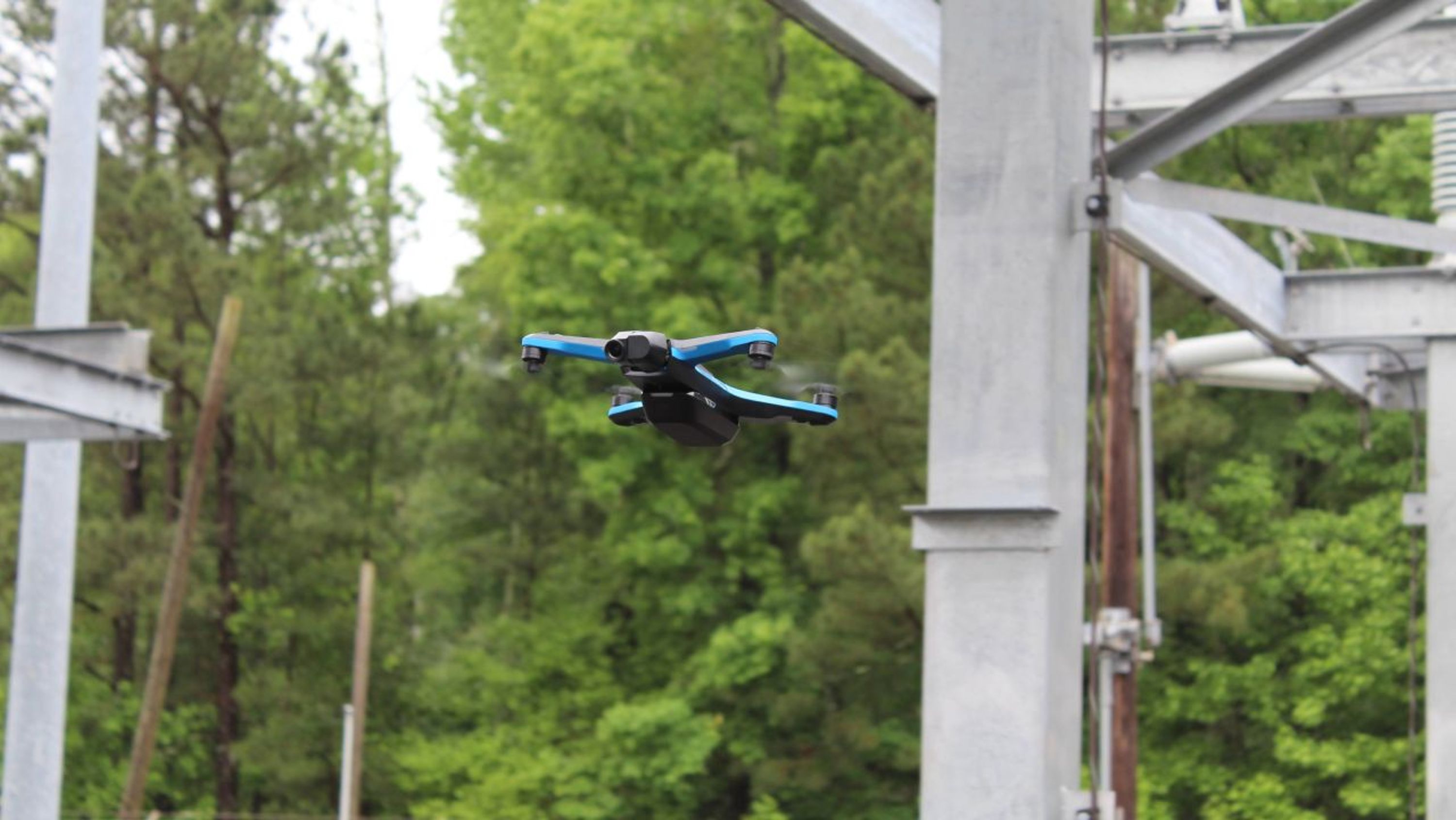 Skydio inspection drone flying a bridge inspection