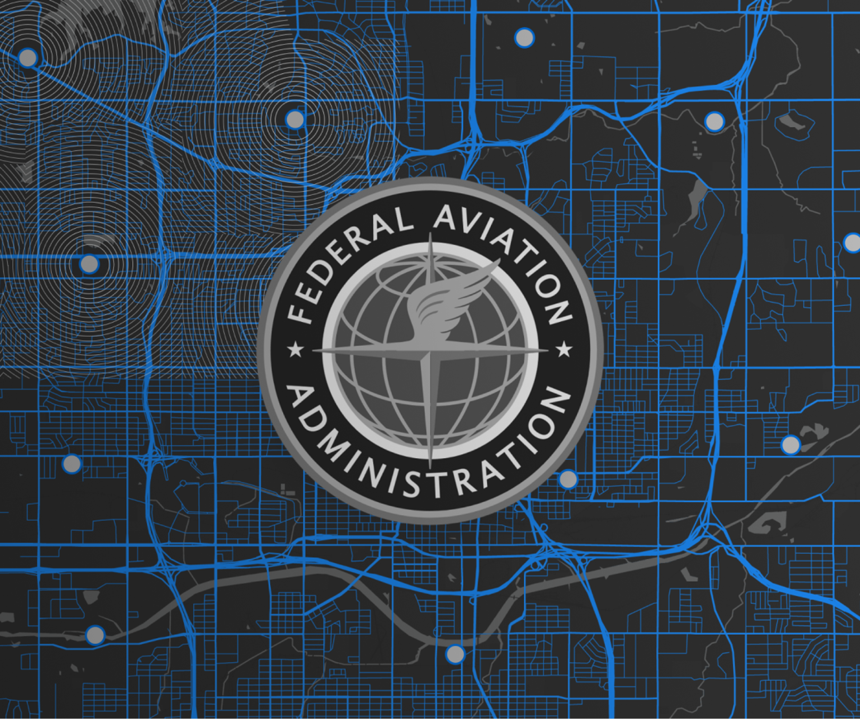 federal aviation administration logo on top of map