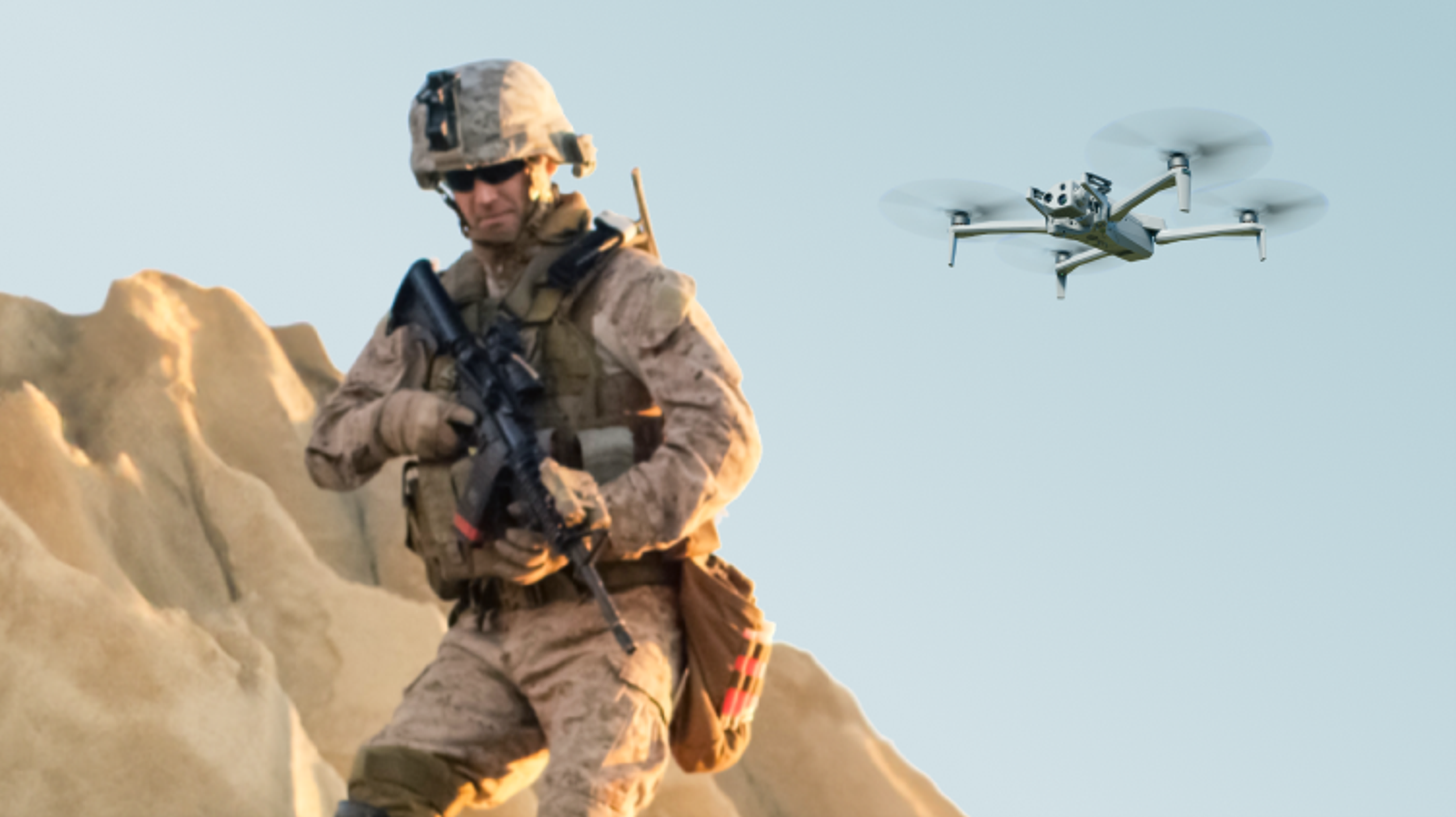 soldier and drone