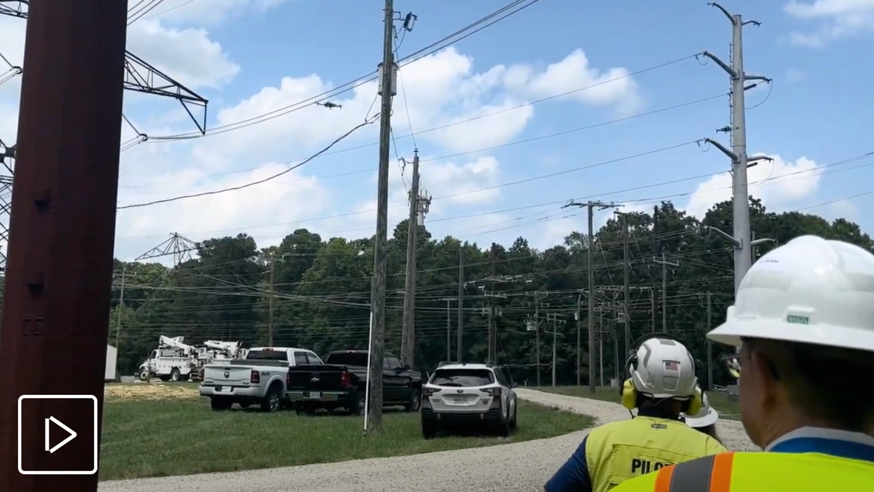 operators flying inspection of utility assets with Skydio drone
