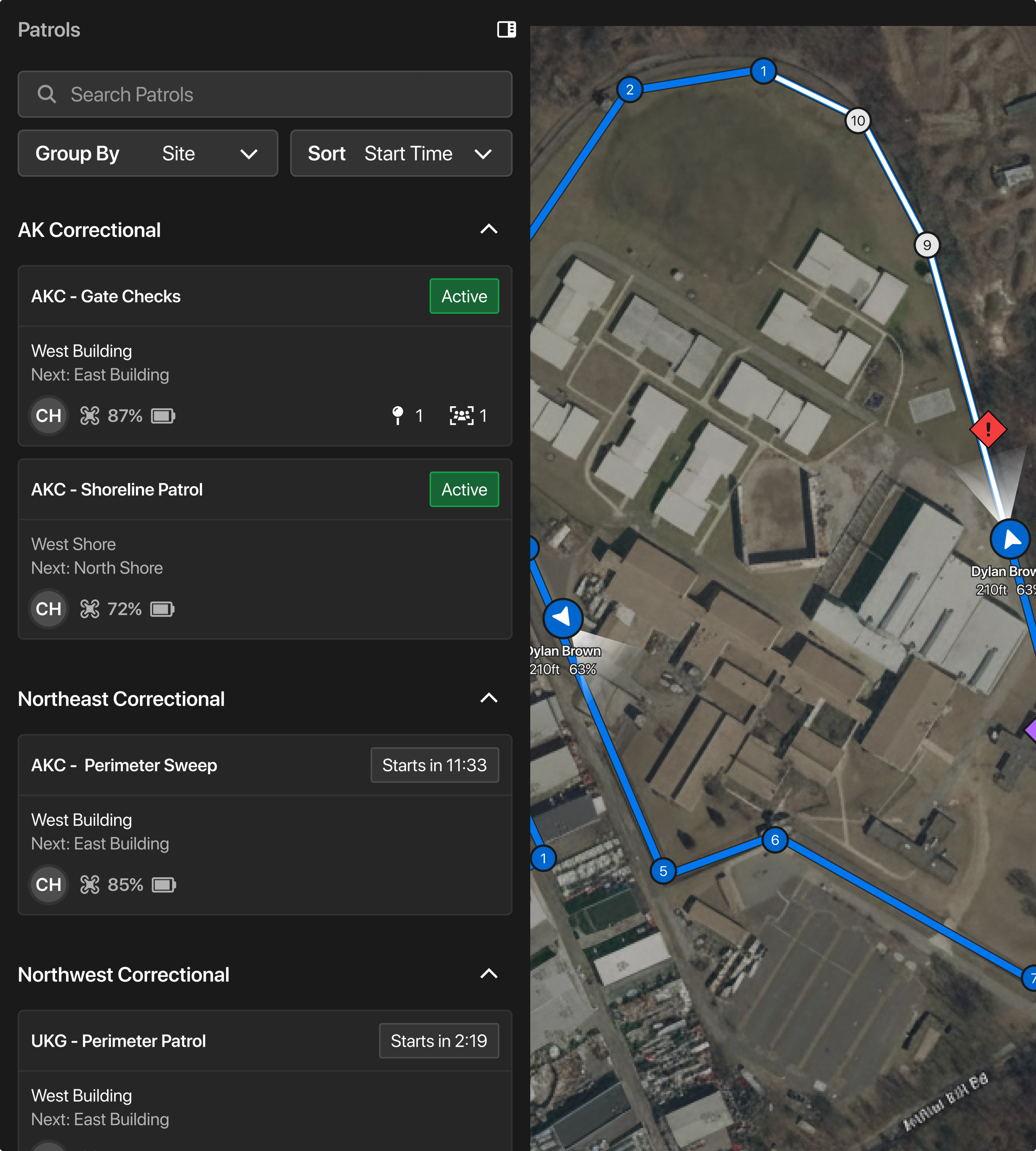 Security Command you can Patrol multiple locations at one.  