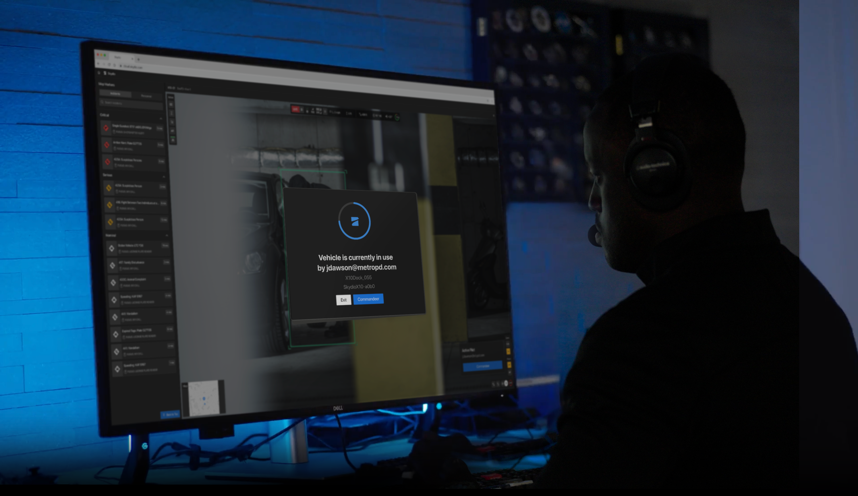 Skydio R10 drone piloting being passed off to a remote pilot using Skydio DFR Command