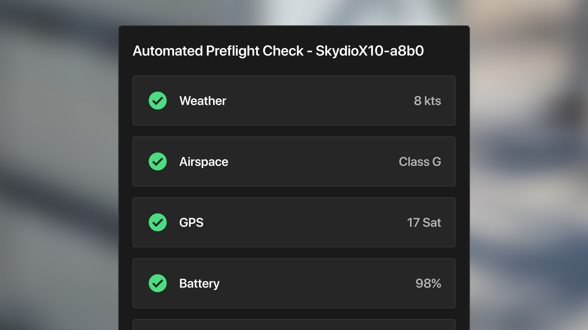 Preflight checks UI