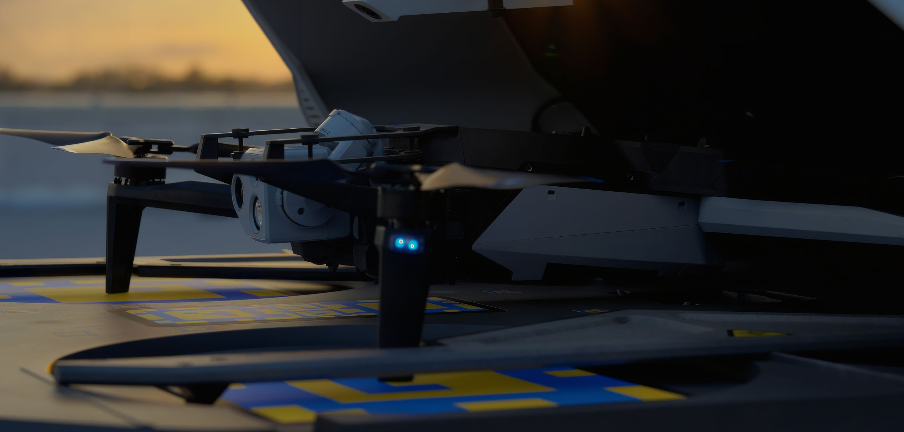 Skydio X10 drone sitting on a Skydio Dock for X10