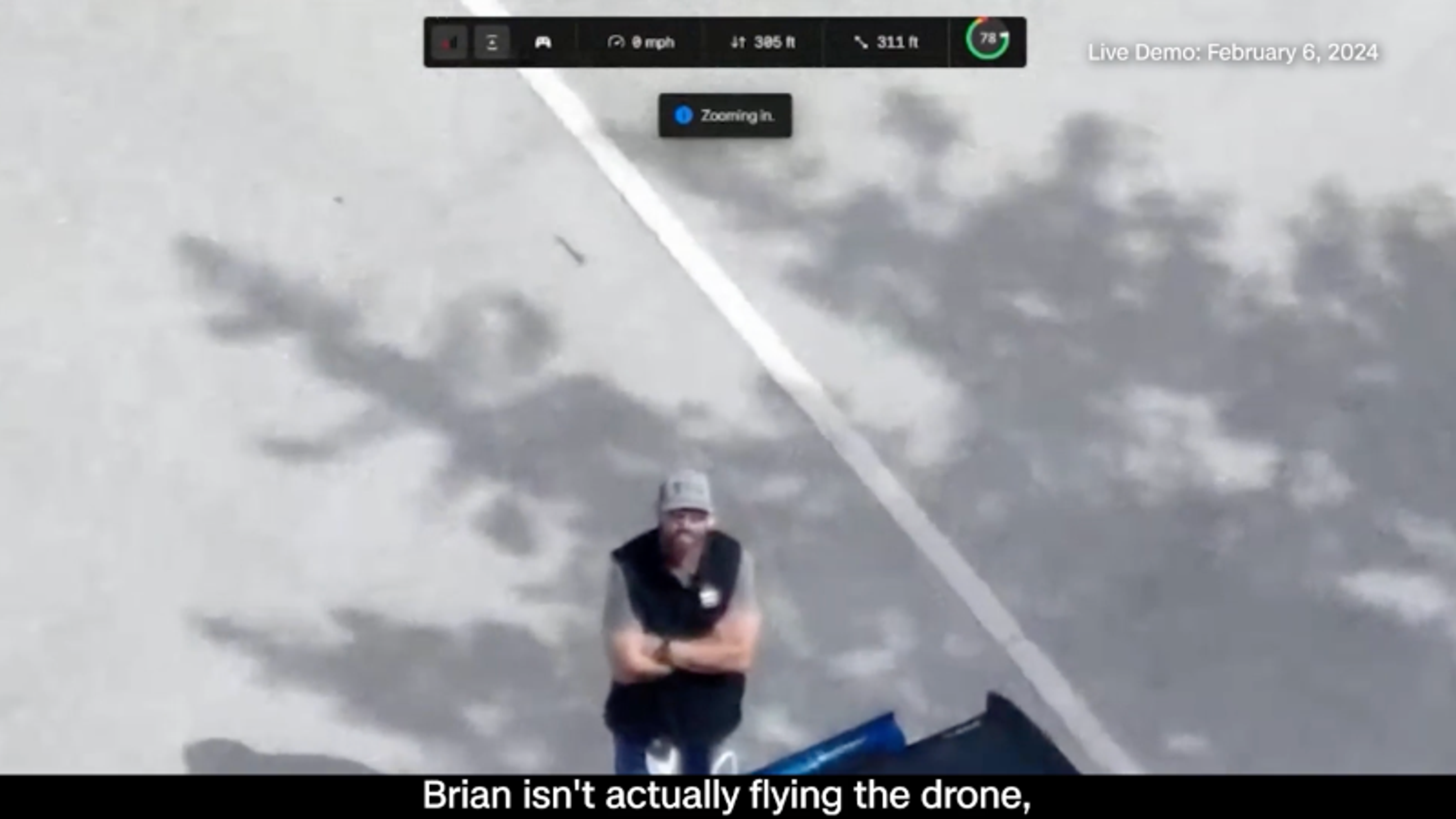 Skydio drone aerial view of a person