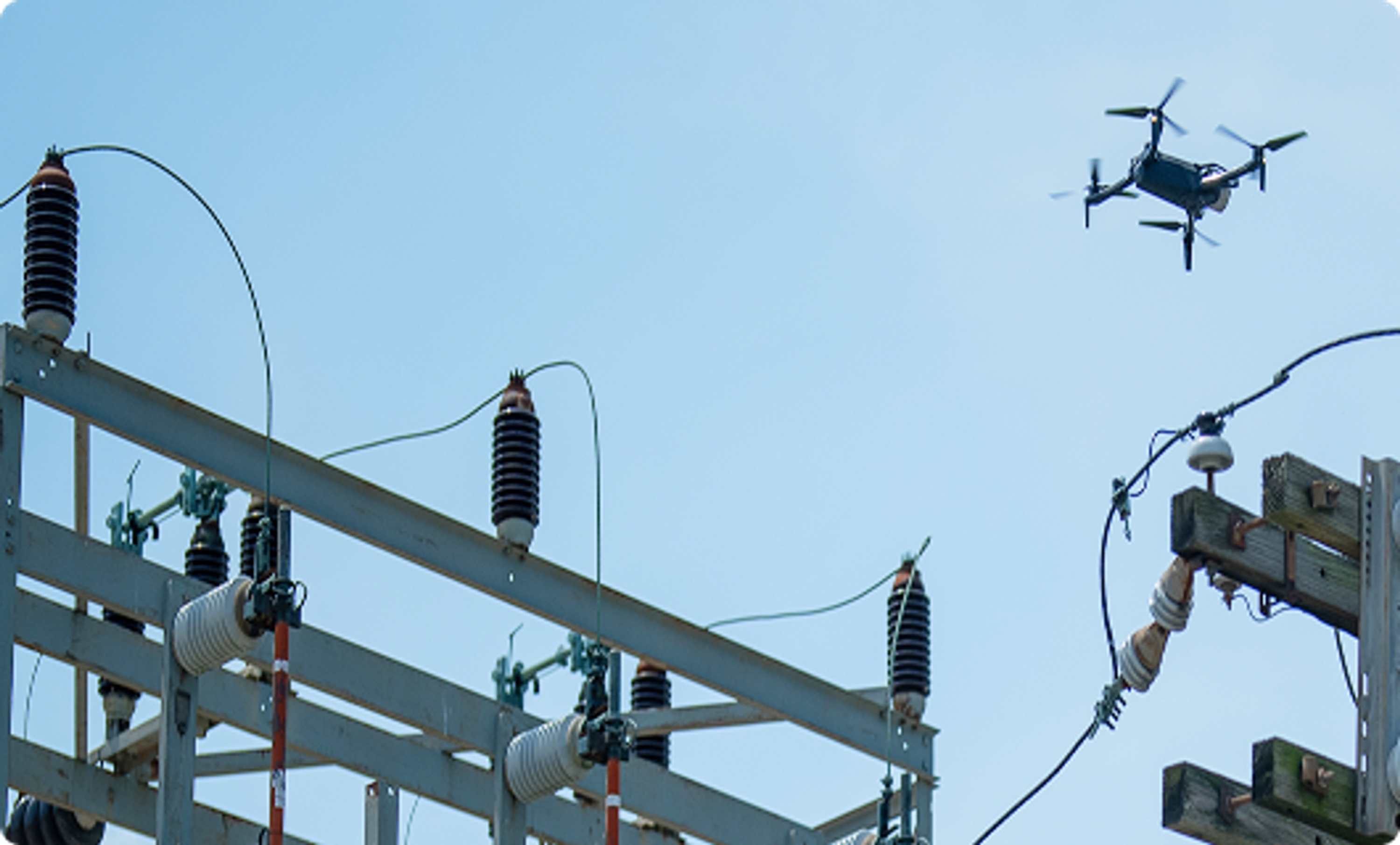 Skydio X10 Drone inspecting Energy company utilities substation parts 