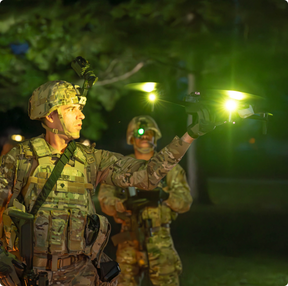 soldier hand launching Skydio X10D Drone