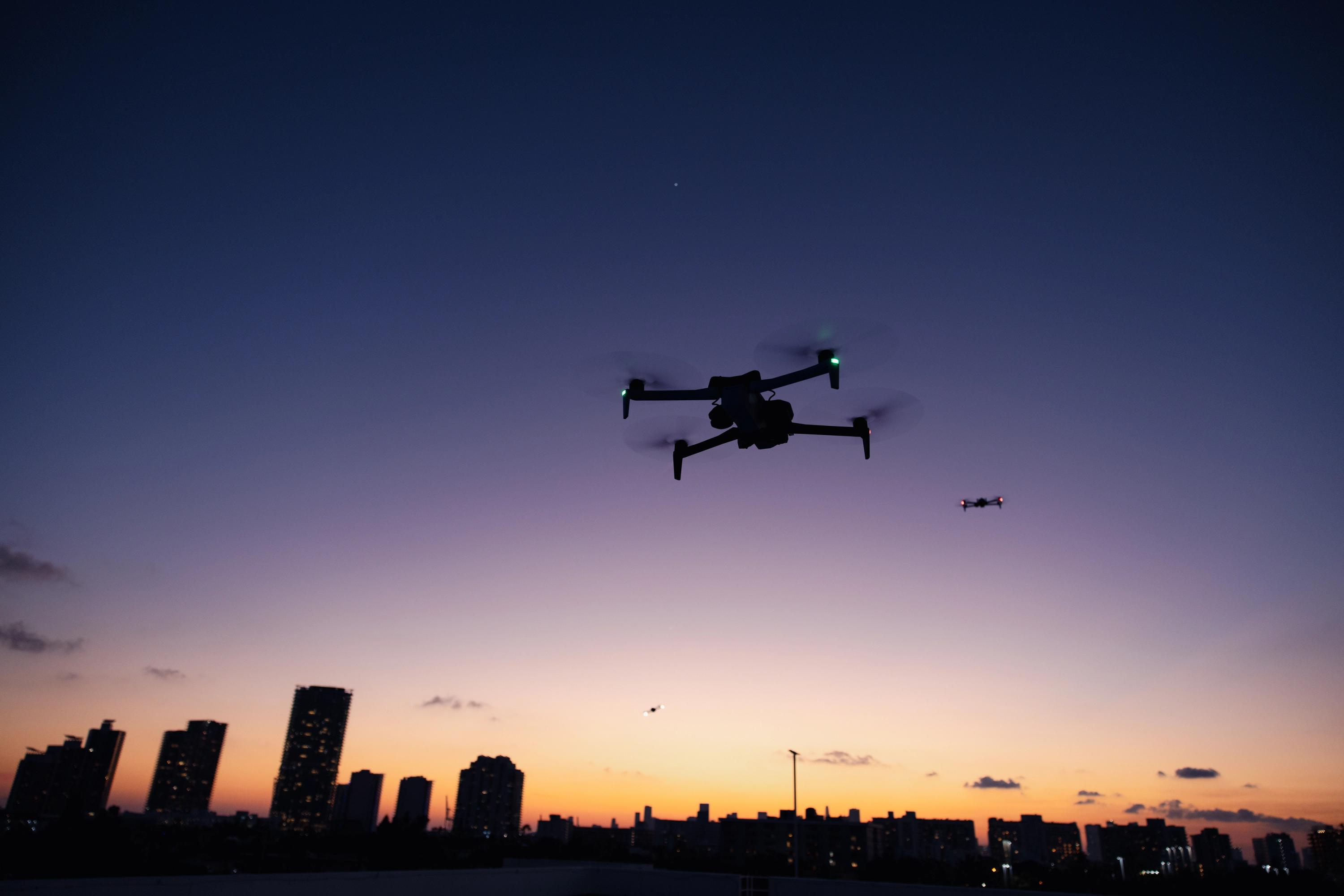 Skydio X10 drone responding to call in the rain 