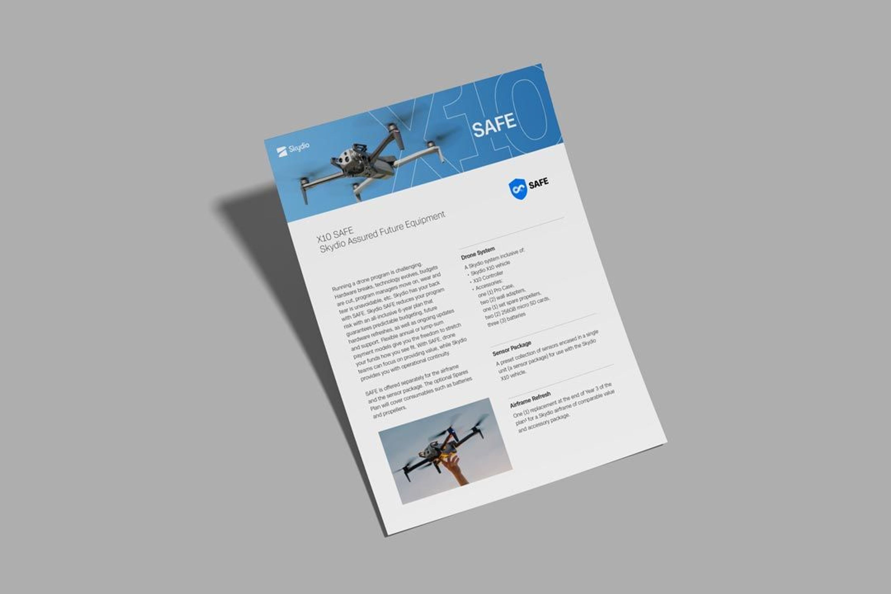 image of Skydio data sheet about Skydio X10 SAFE program for law enforcement