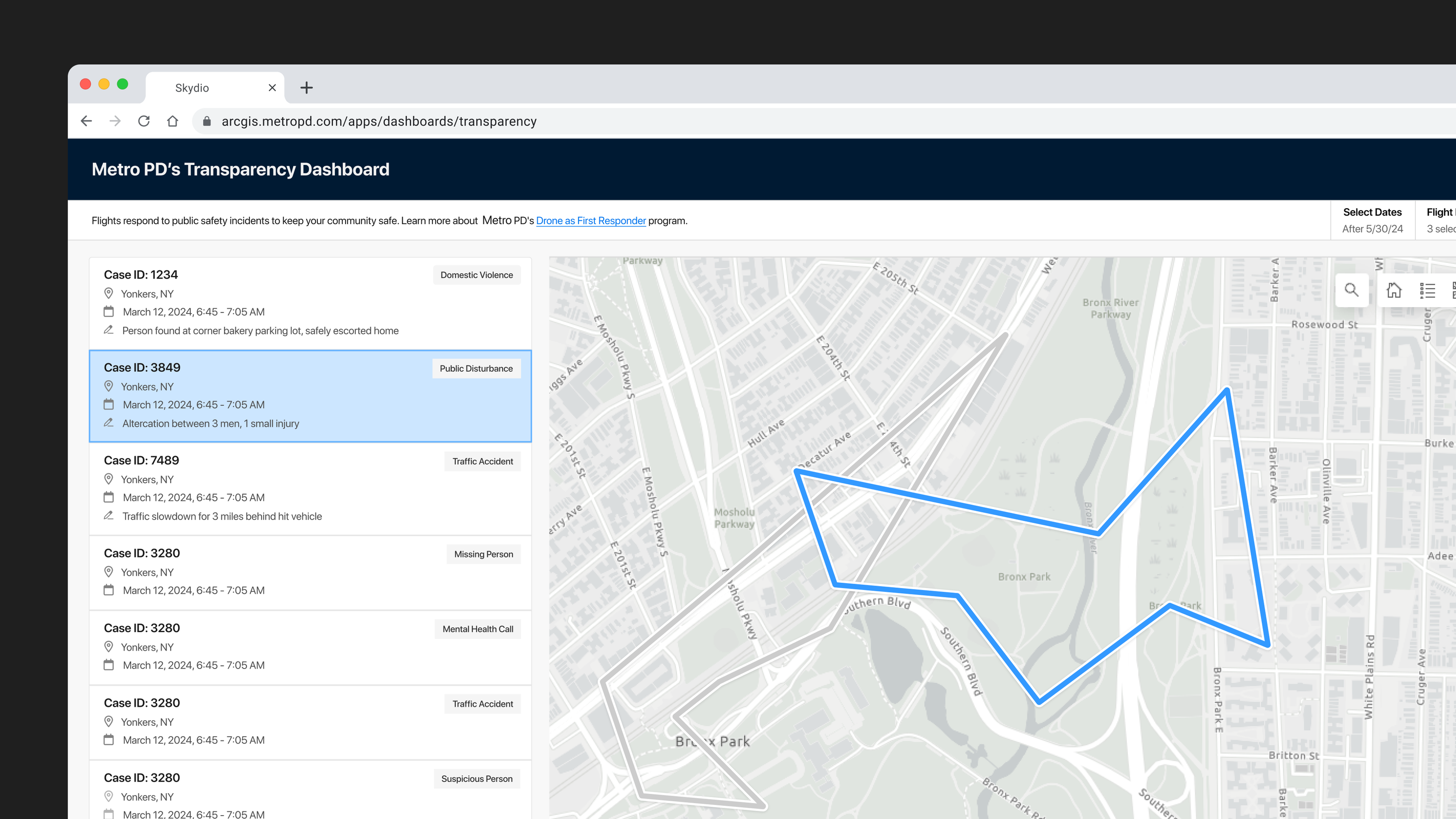 Skydio DFR Transparency Dashboard