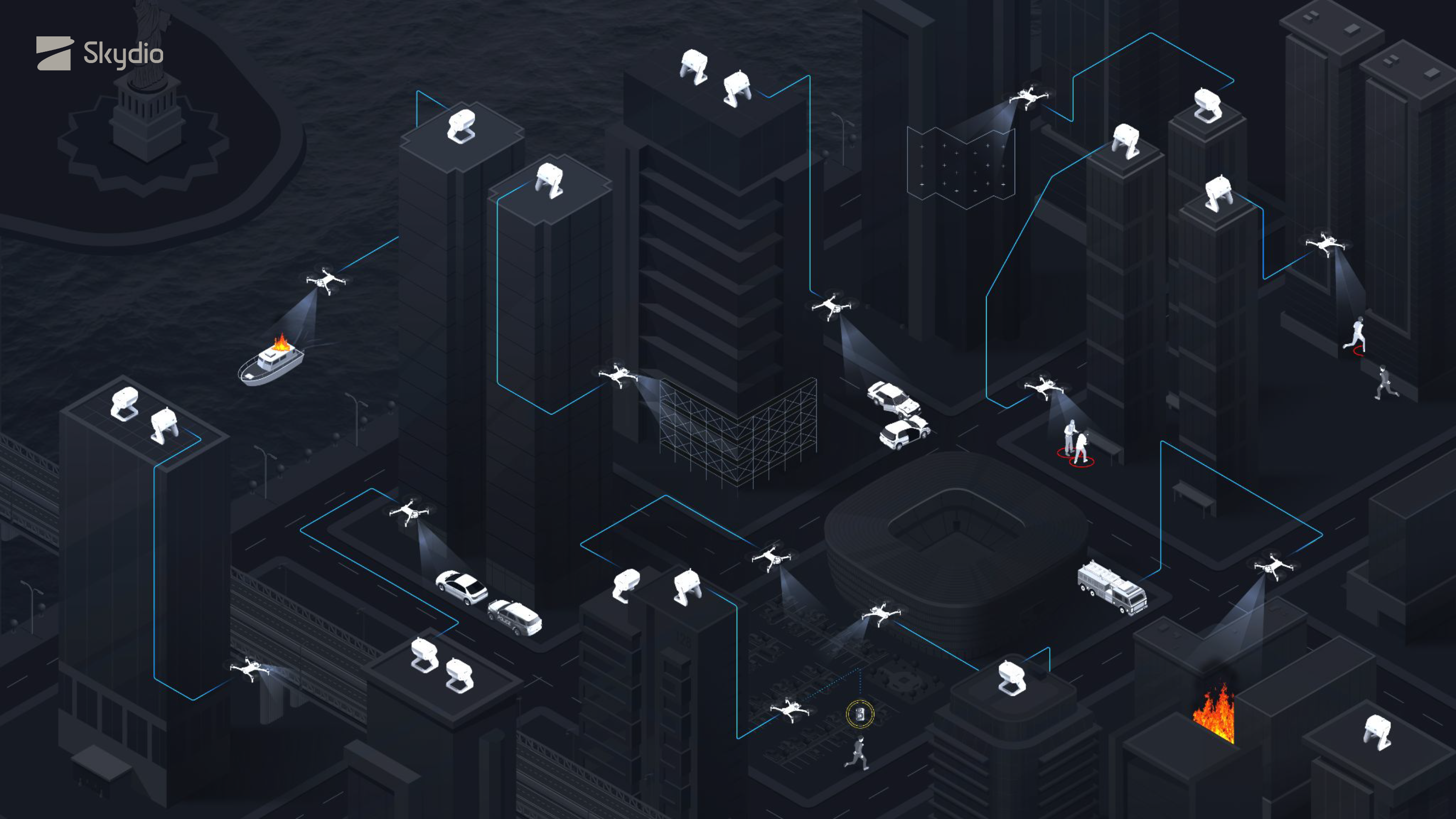 Multi-drone Drone as First Responder City