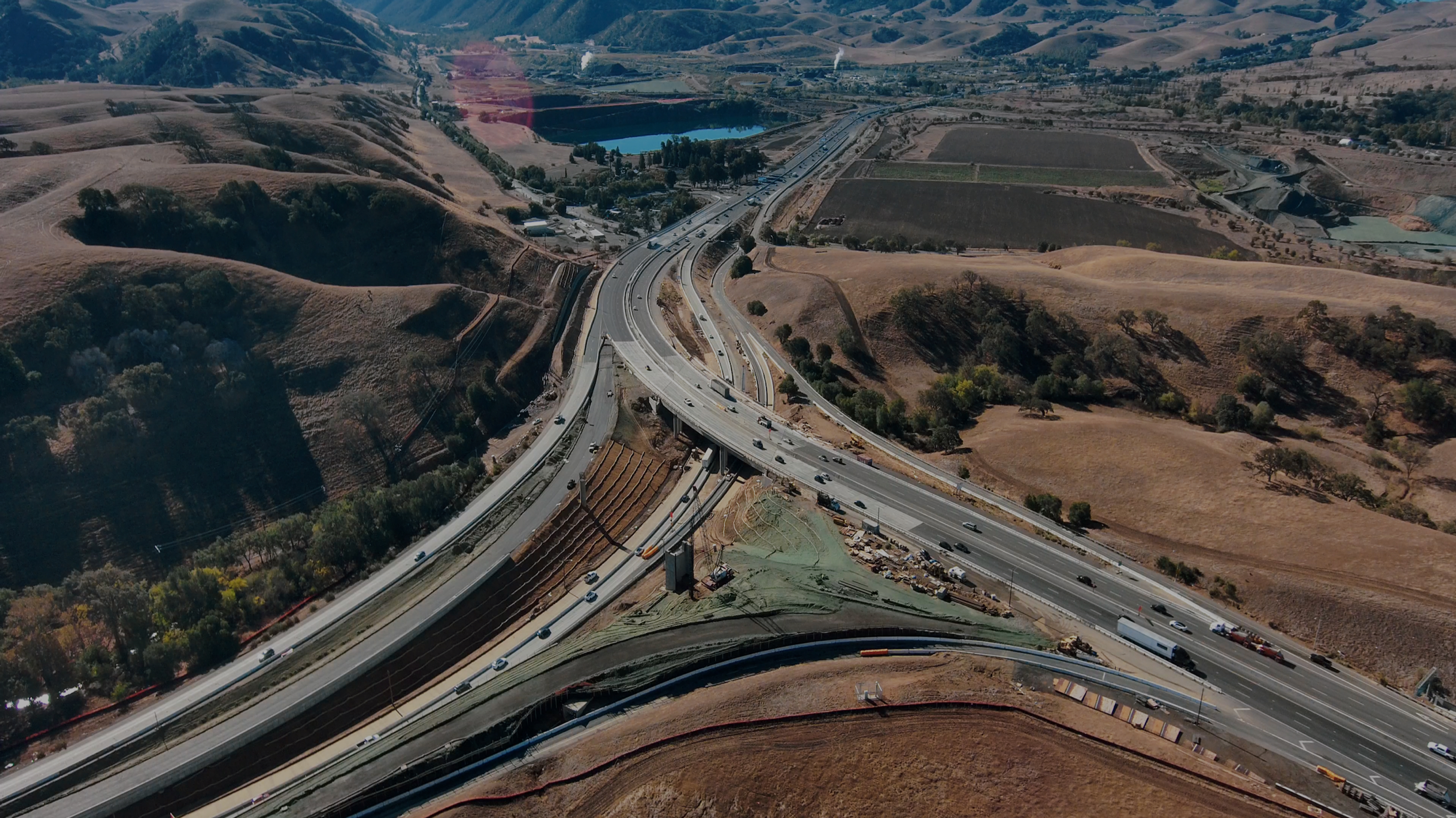 image of highway construction site captured by a drone