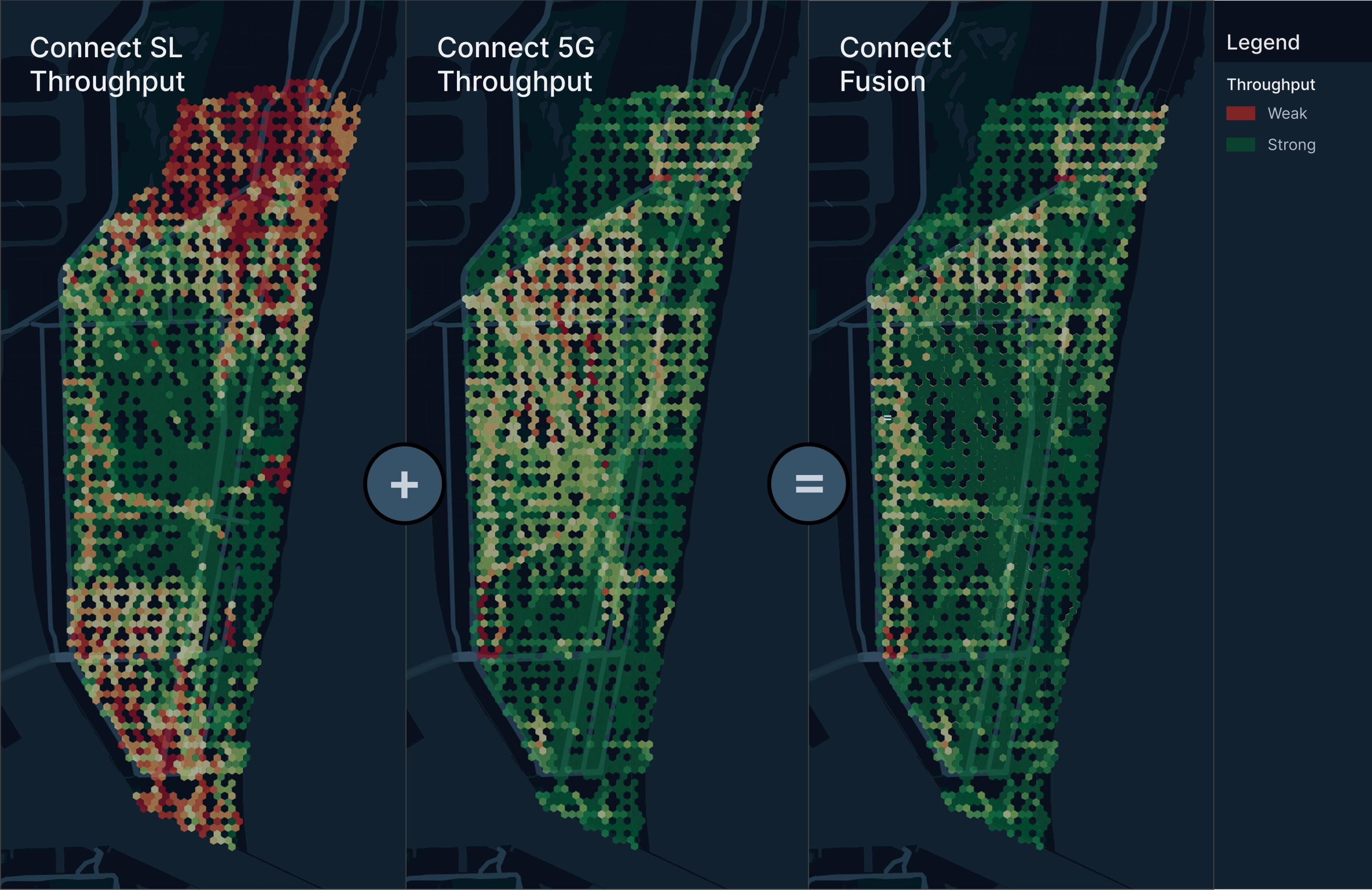 Side by side map showing network strength and overlap  
