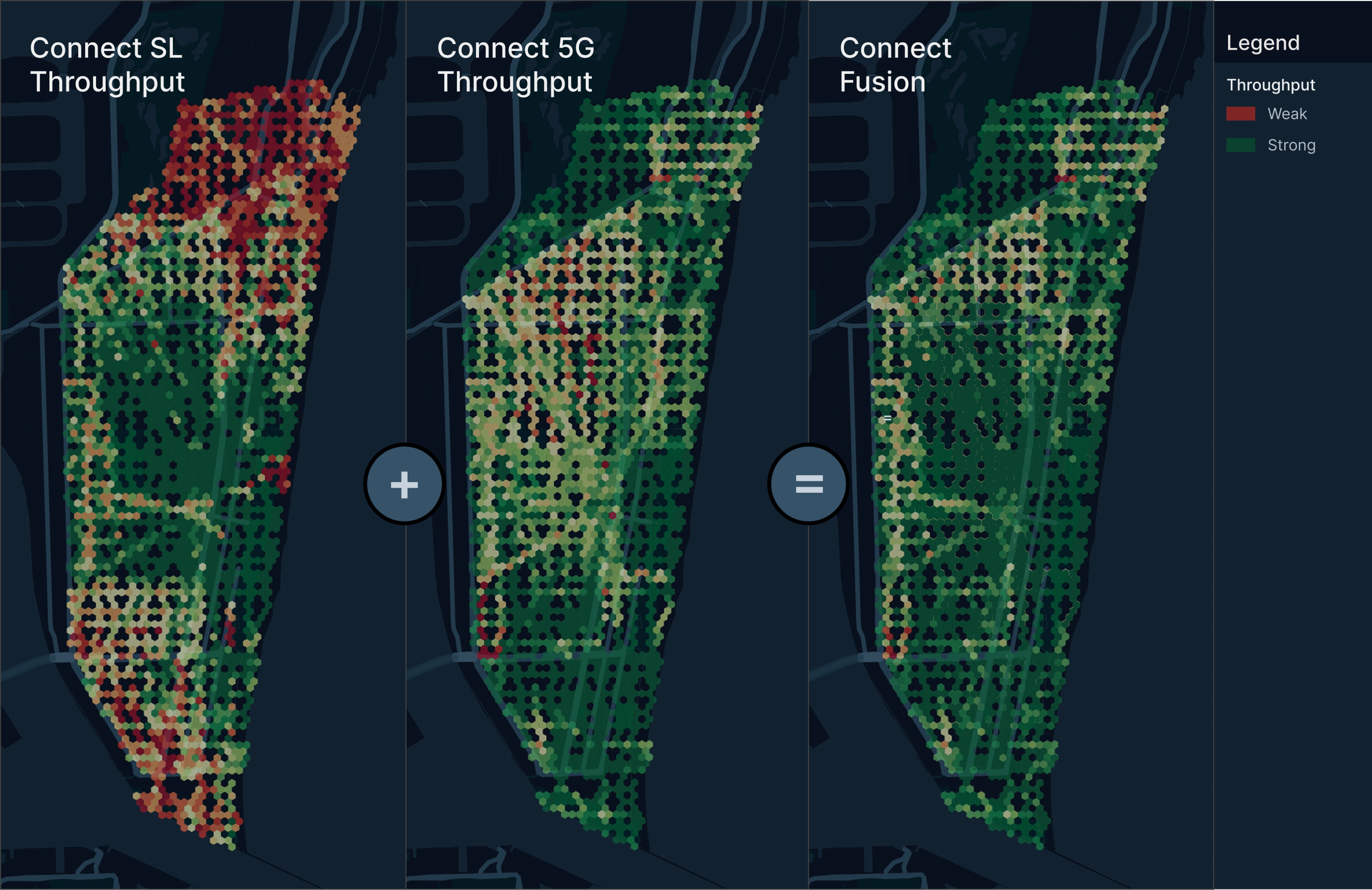 Side by side map showing network strength and overlap