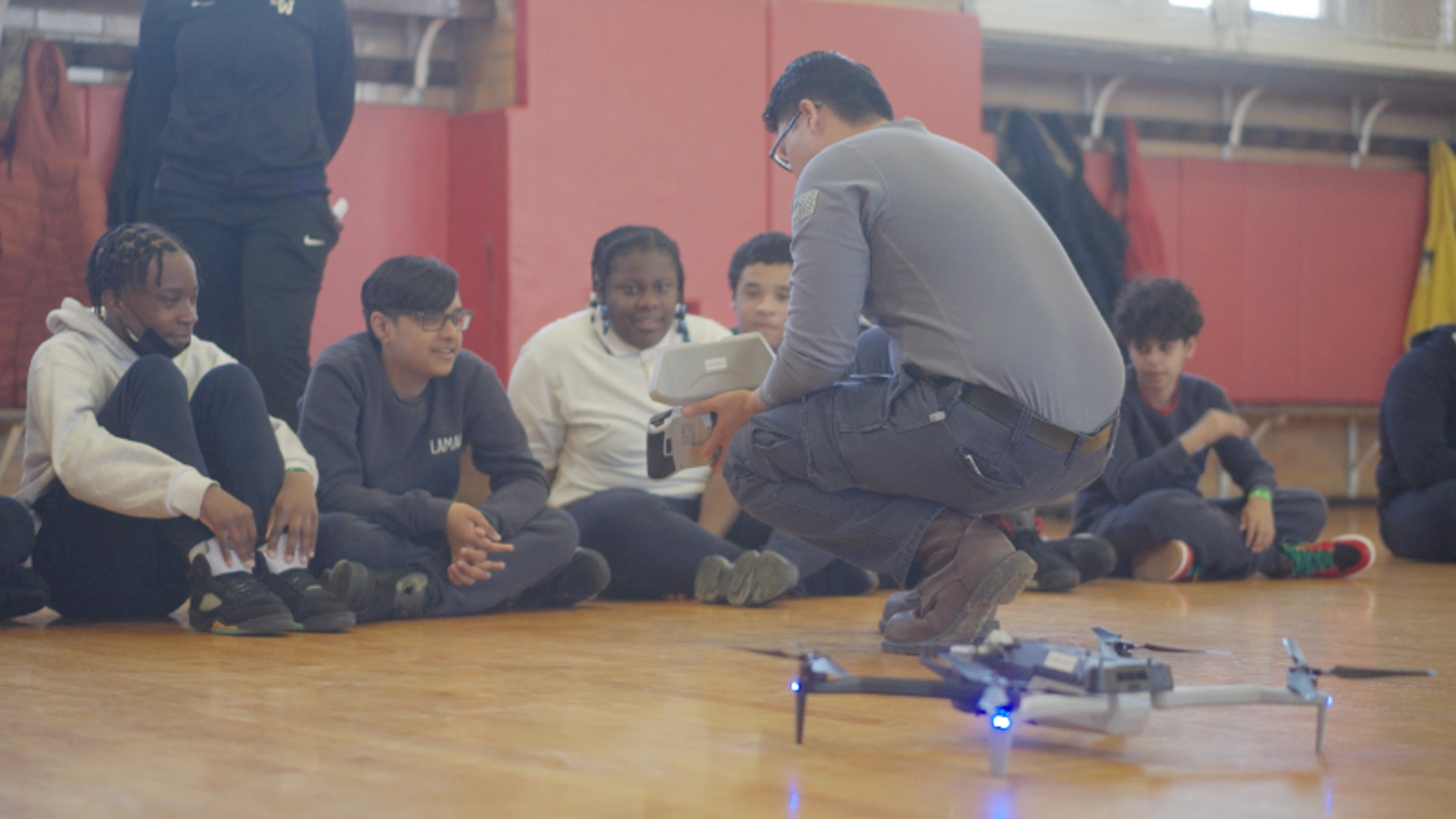 students flying a Skydio drone at Skydio for All Youth Fly Day