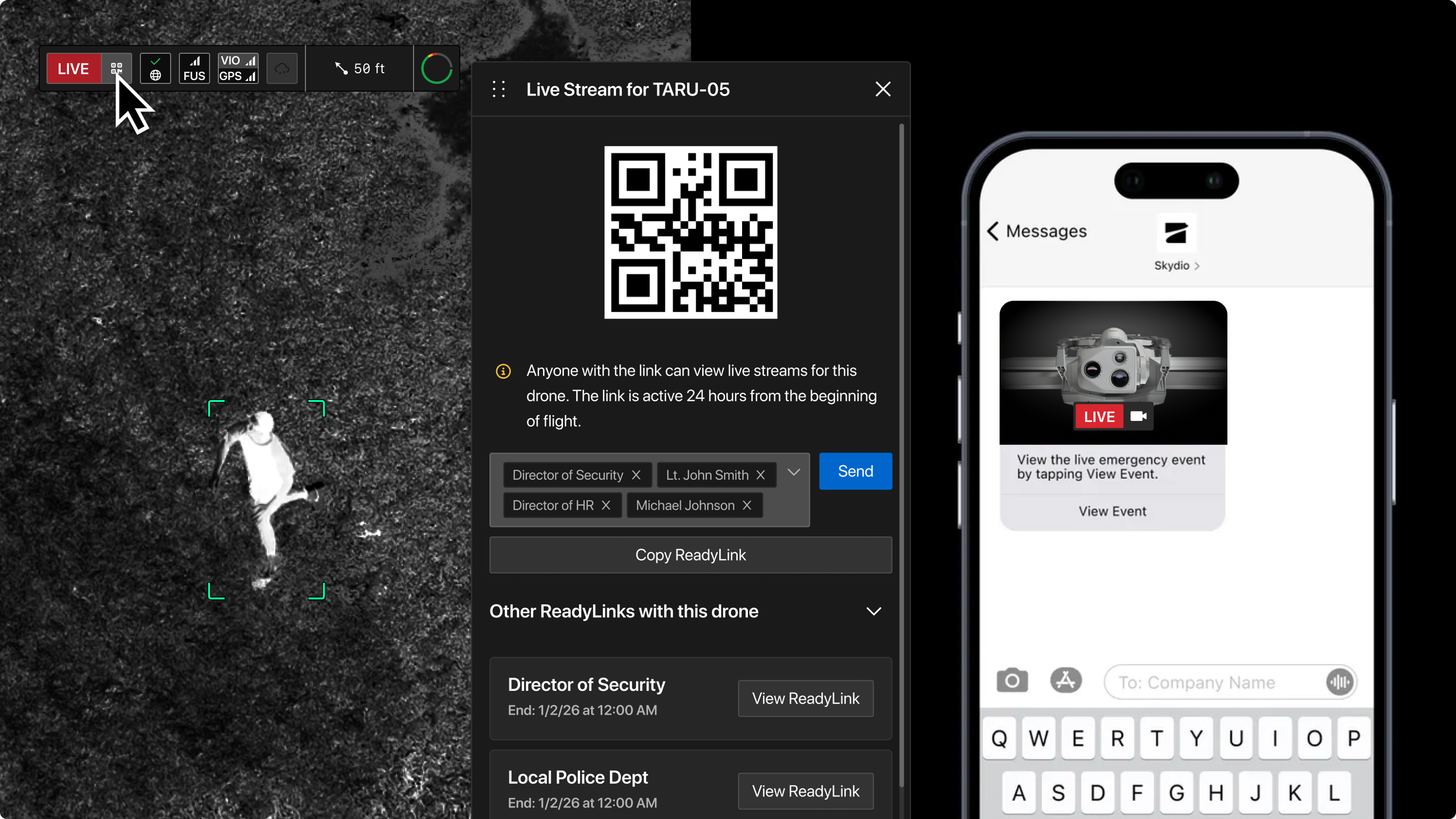 Security officer responding to event trigger, informing stakeholders