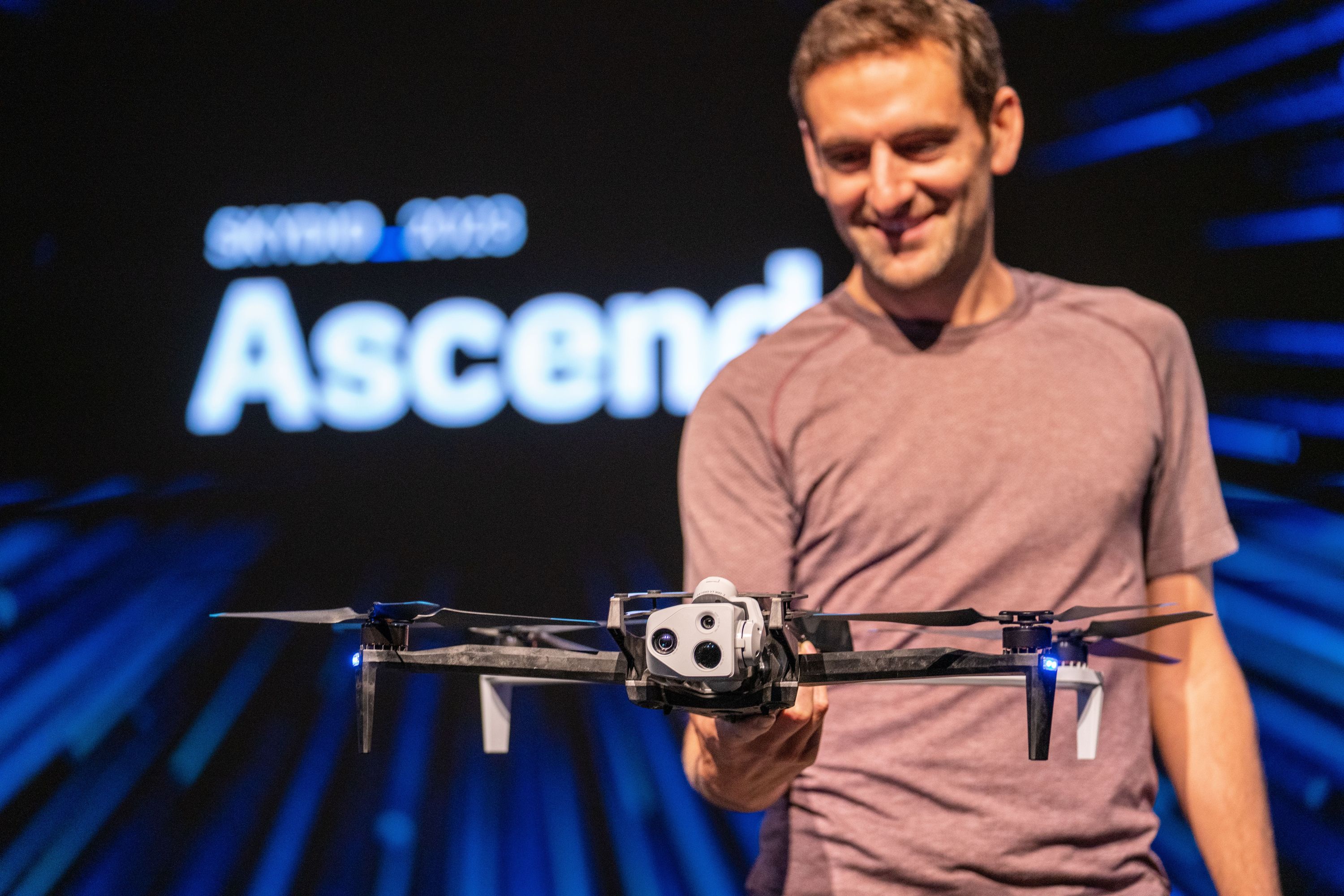Skydio CEO Adam Bry with Skydio X10 drone