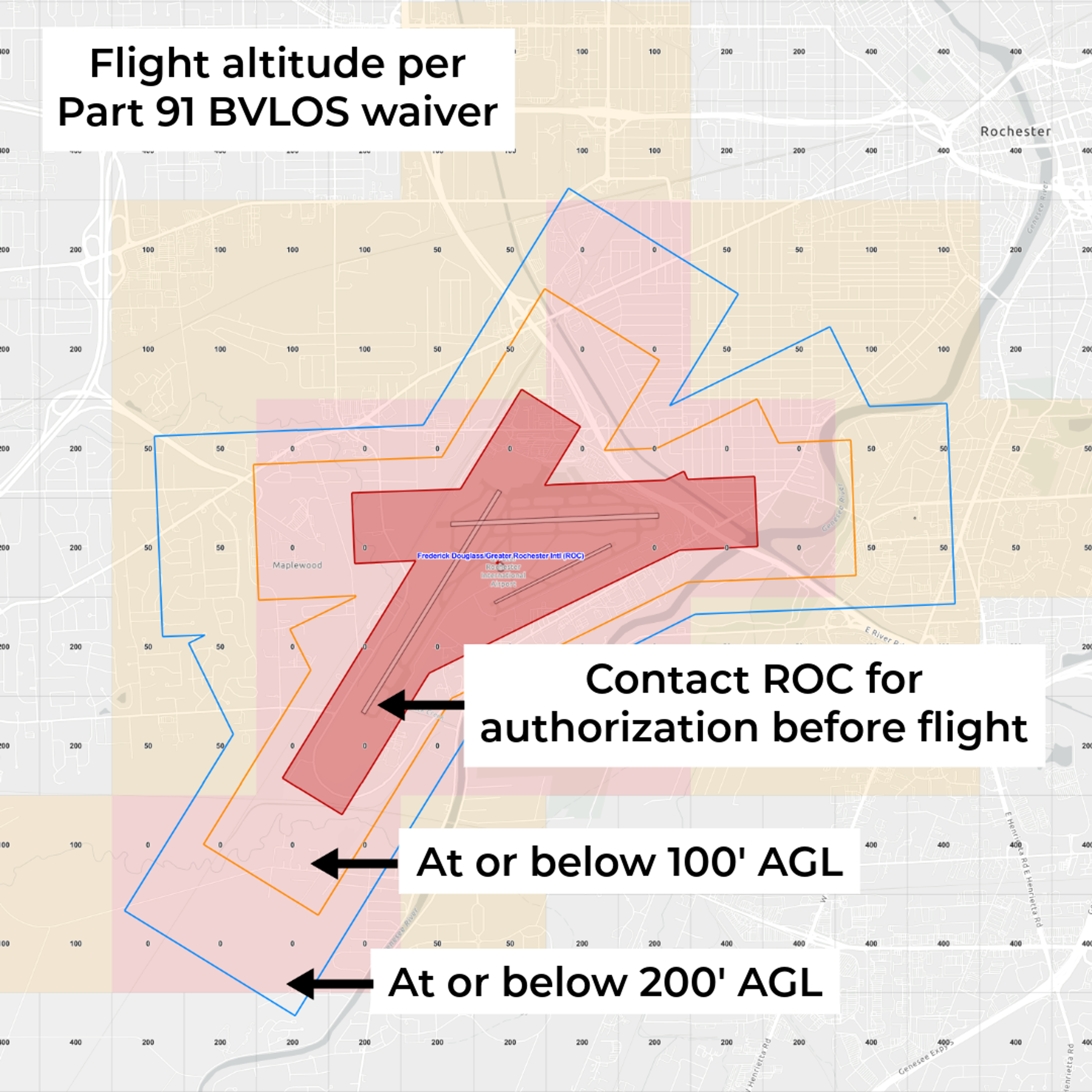 Custom airspace map at ROC