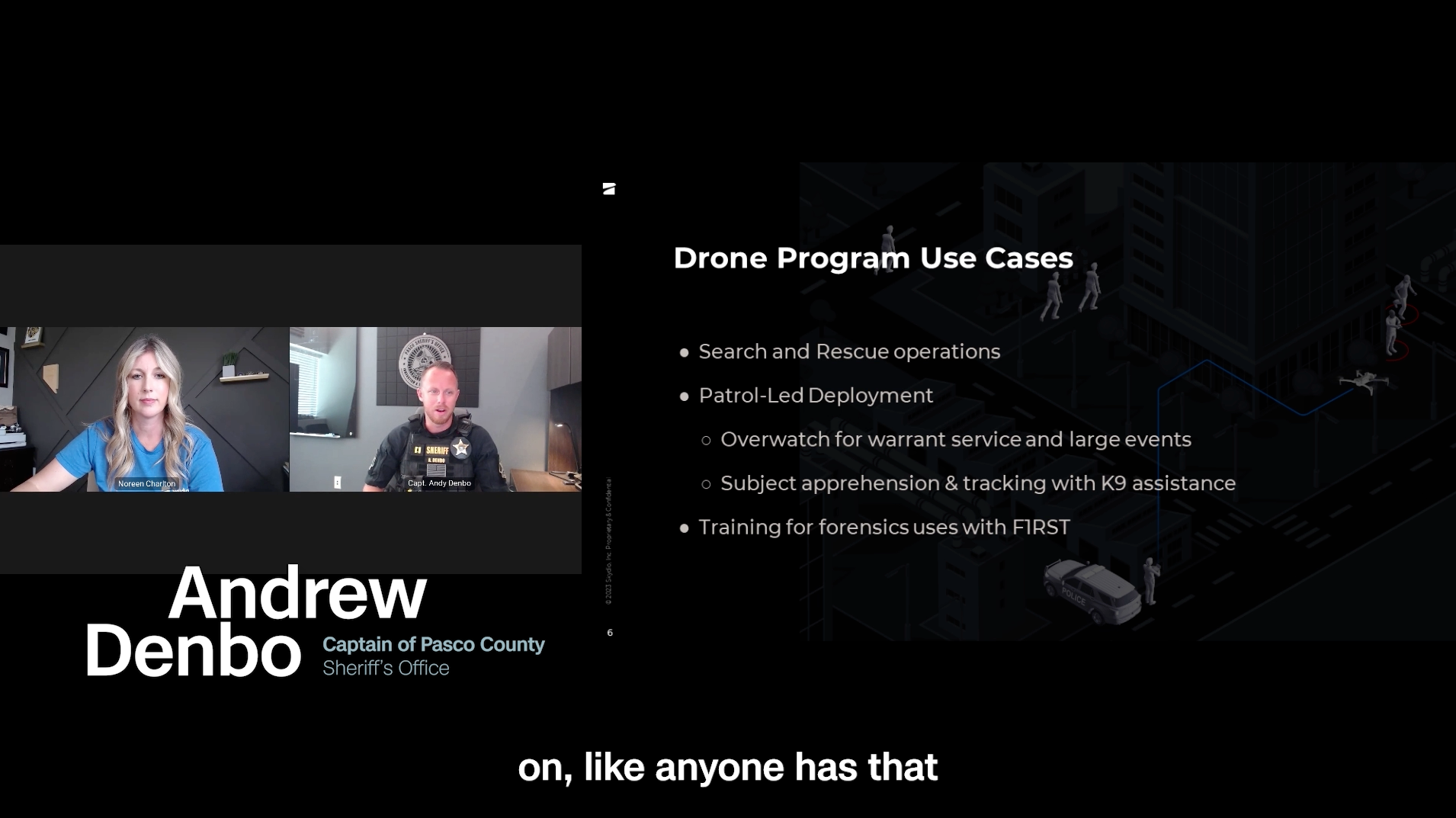 screenshot from Skydio webinar talking about use cases for drones in public safety