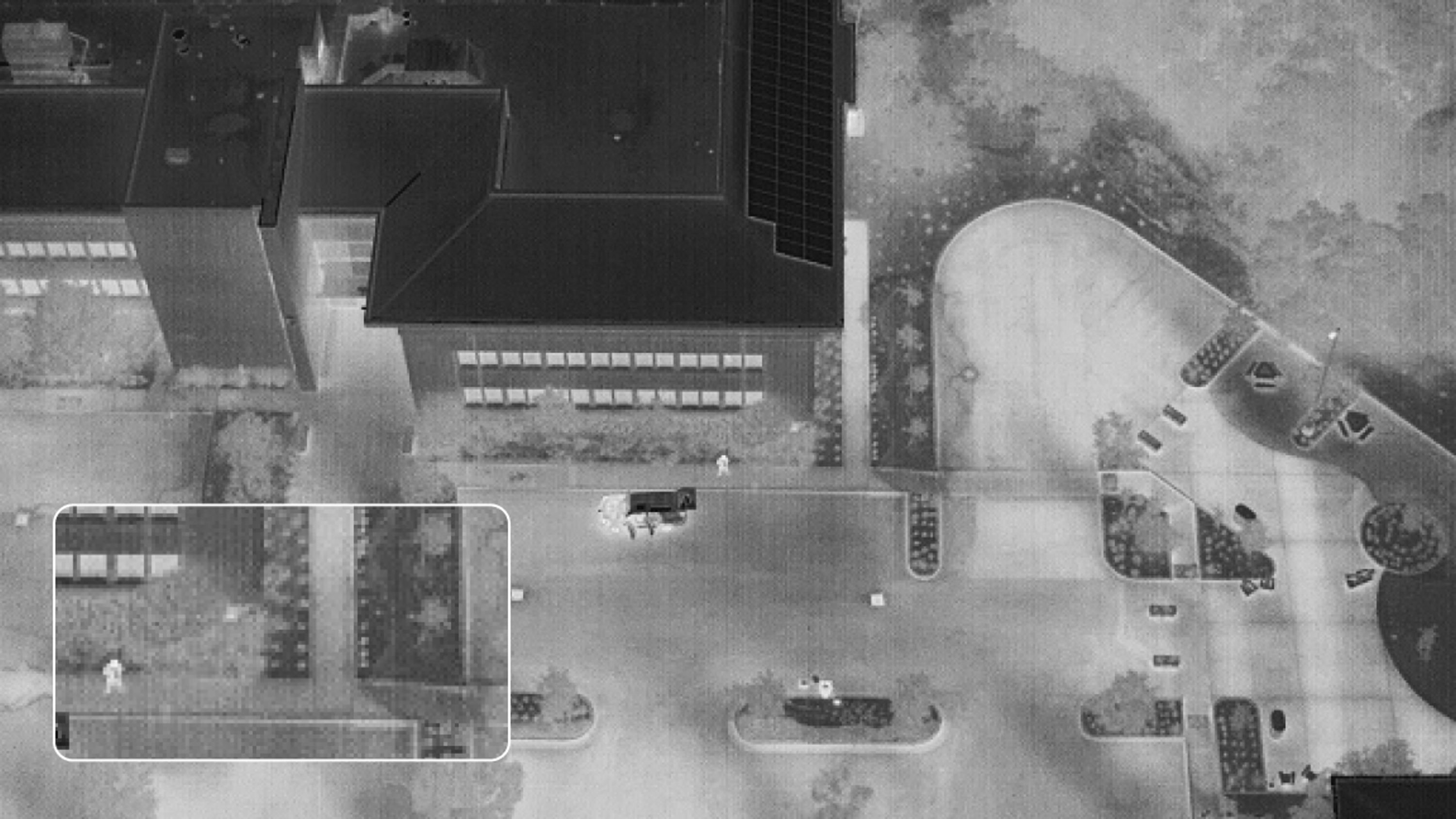 a thermal aerial view from a Skydio X10 drone