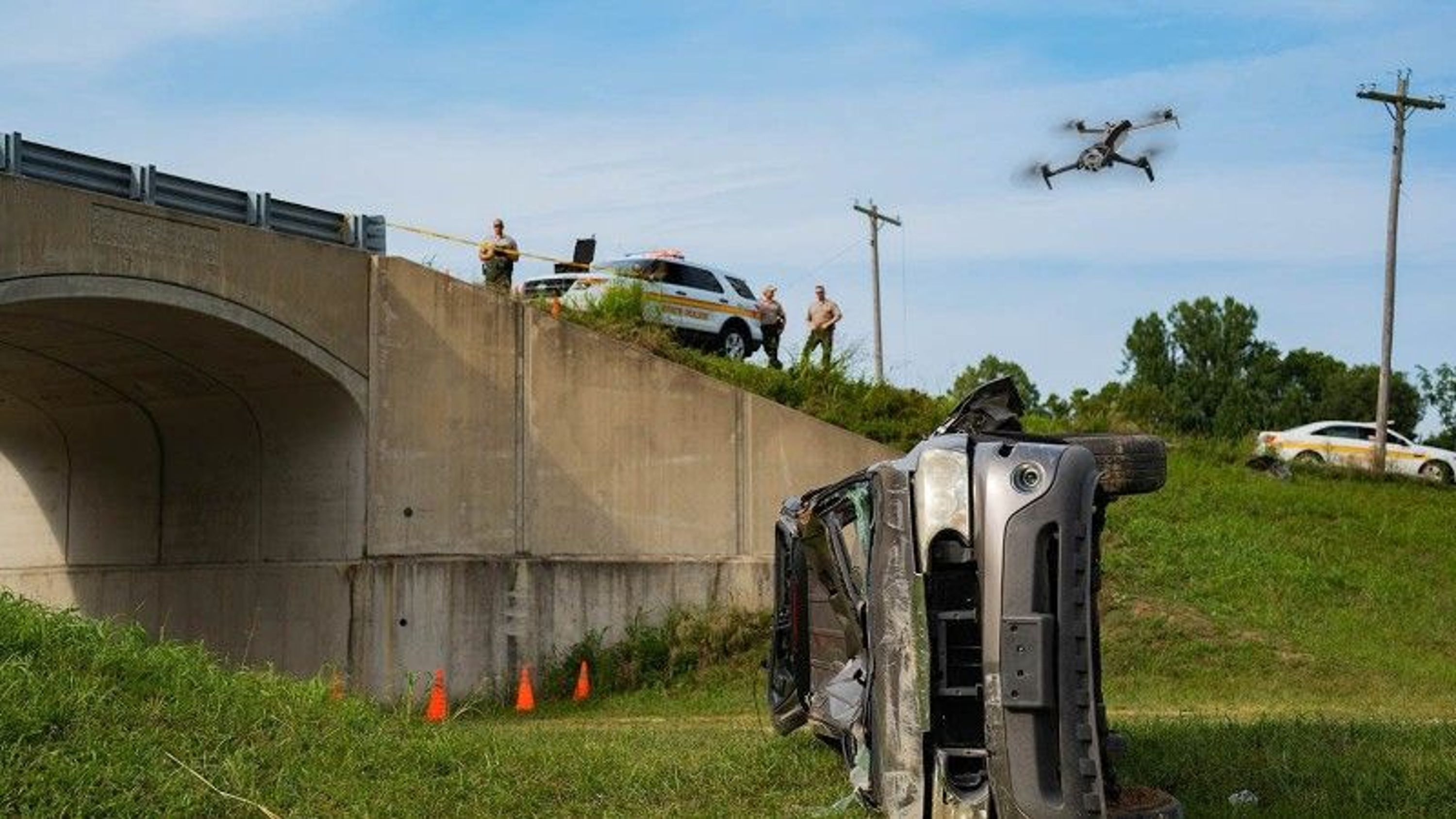 Skydio drone capturing images from an accident scen