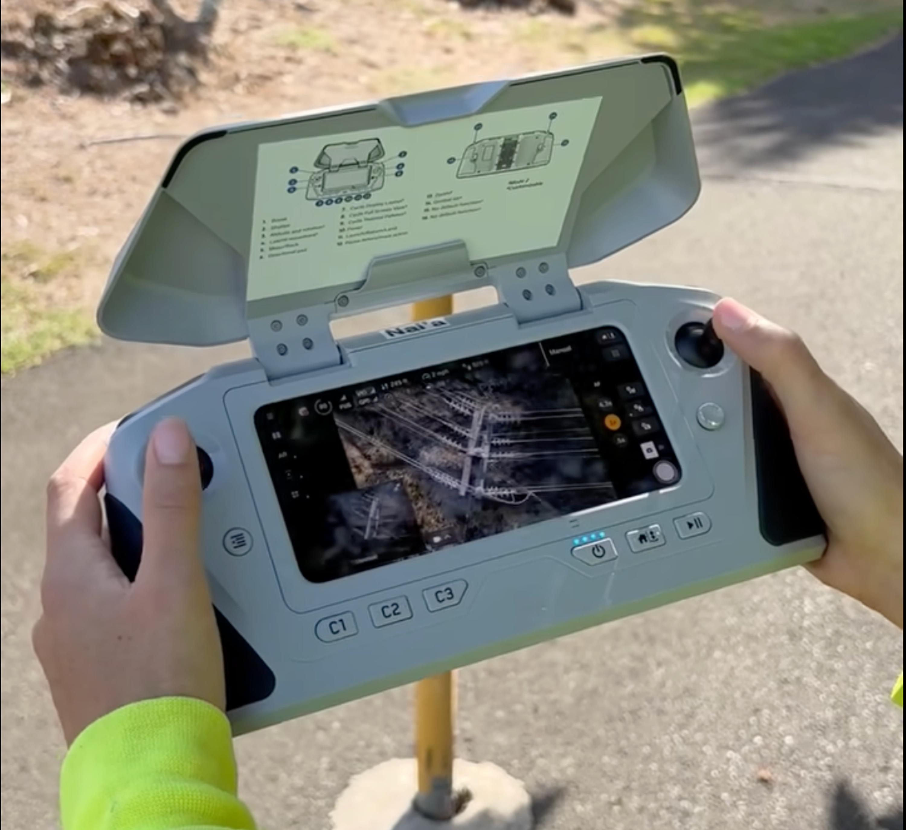 Hawaiian Electric drone pilot on a routine utility pole inspection