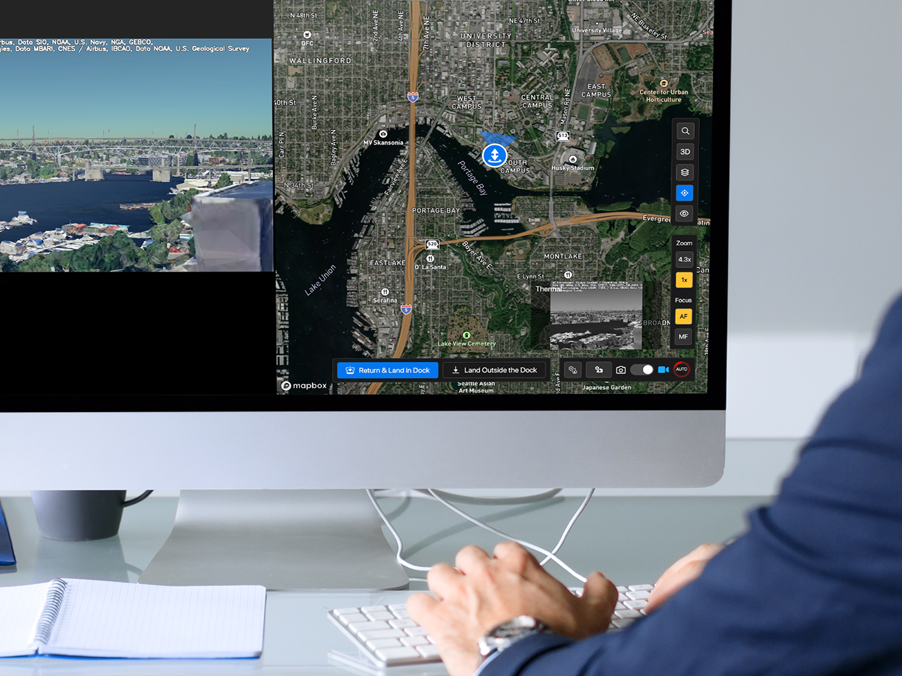 man trying our Skydio Paraverse - a trial demo of Skydio DFR Command and Remote Ops software