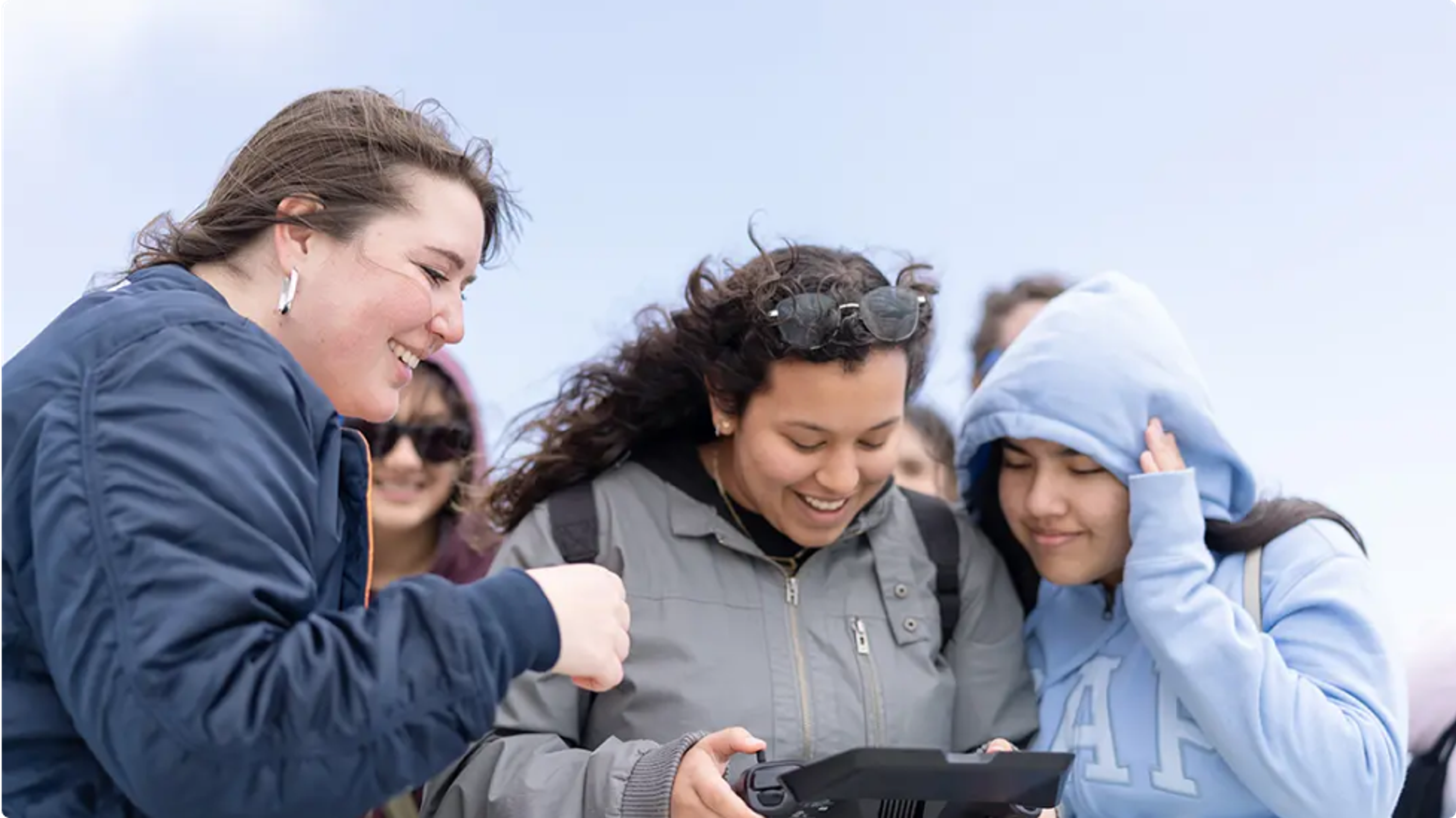 students flying Skydio drone on Skydio for All fly day