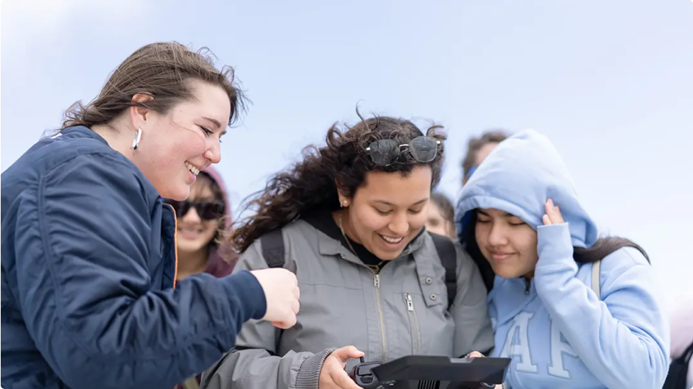 students flying Skydio drone on Skydio for All fly day