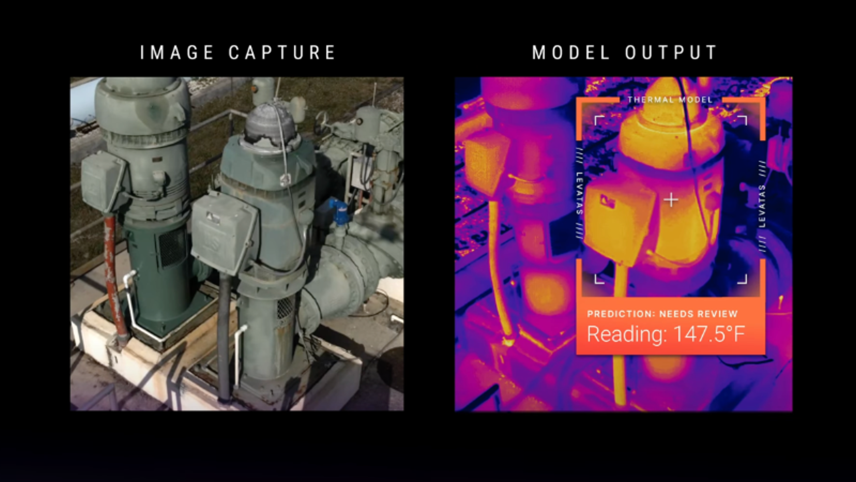 a side by side comparison of thermal view