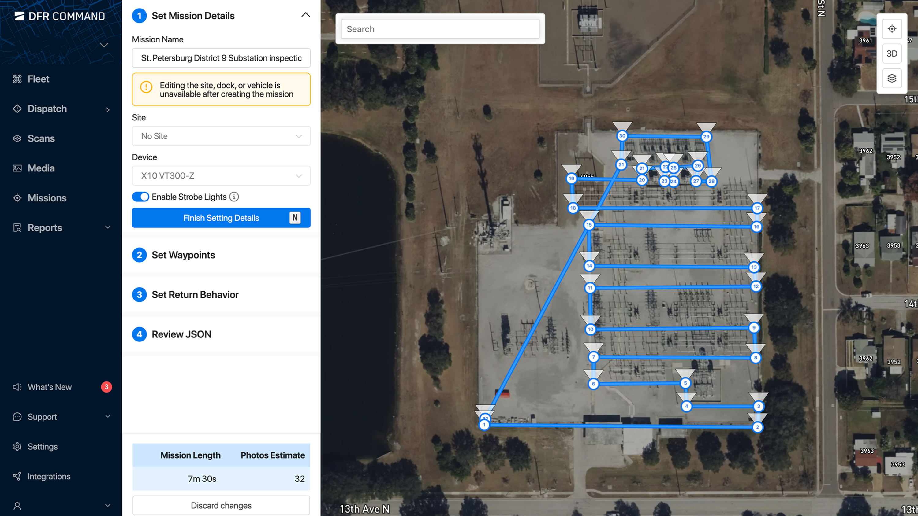 Create and save flight paths with Mission planner waypoints in Skydio Paraverse