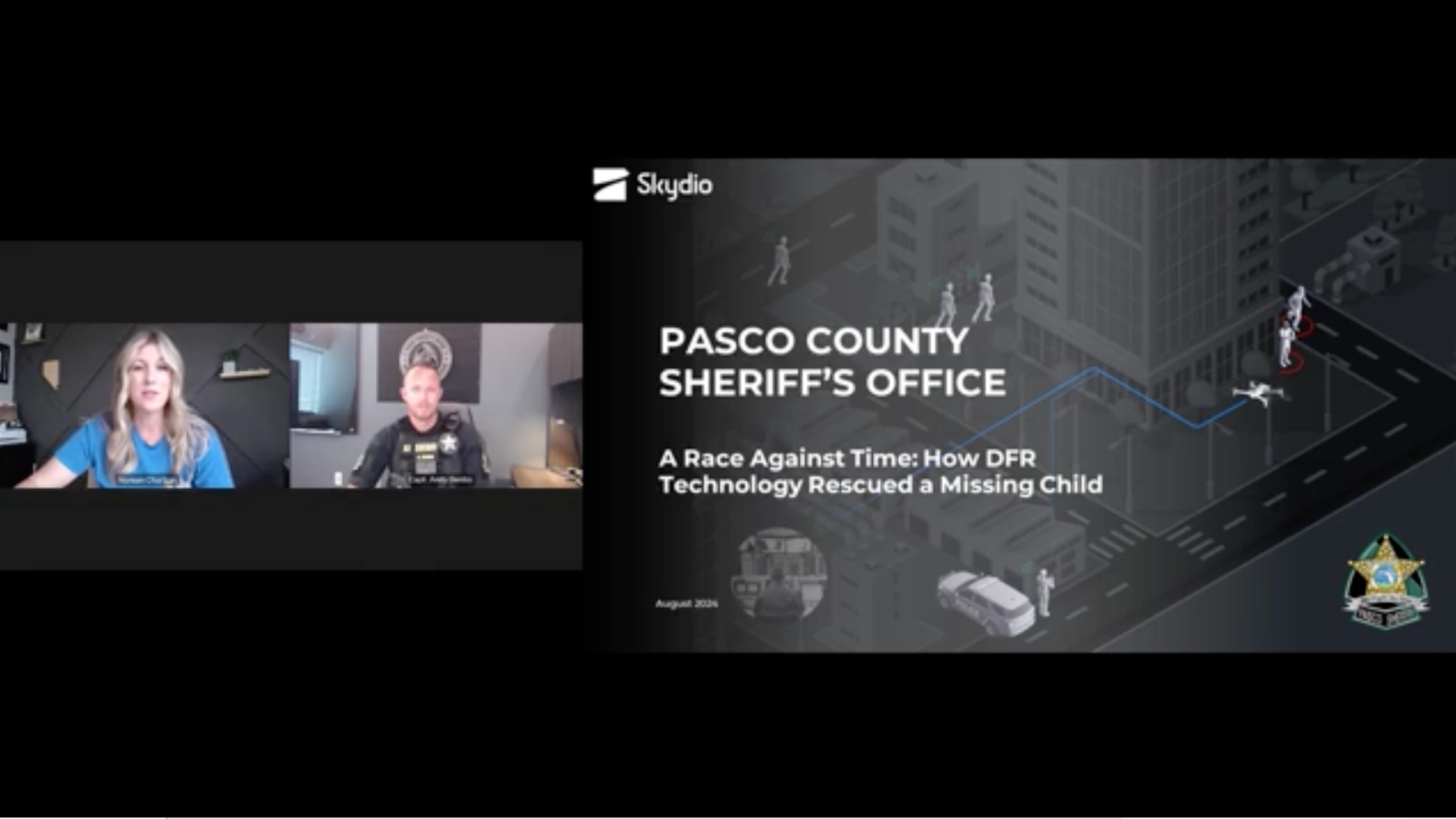image from webinar with Sheriff's success story of find a missing child using a Skydio drone