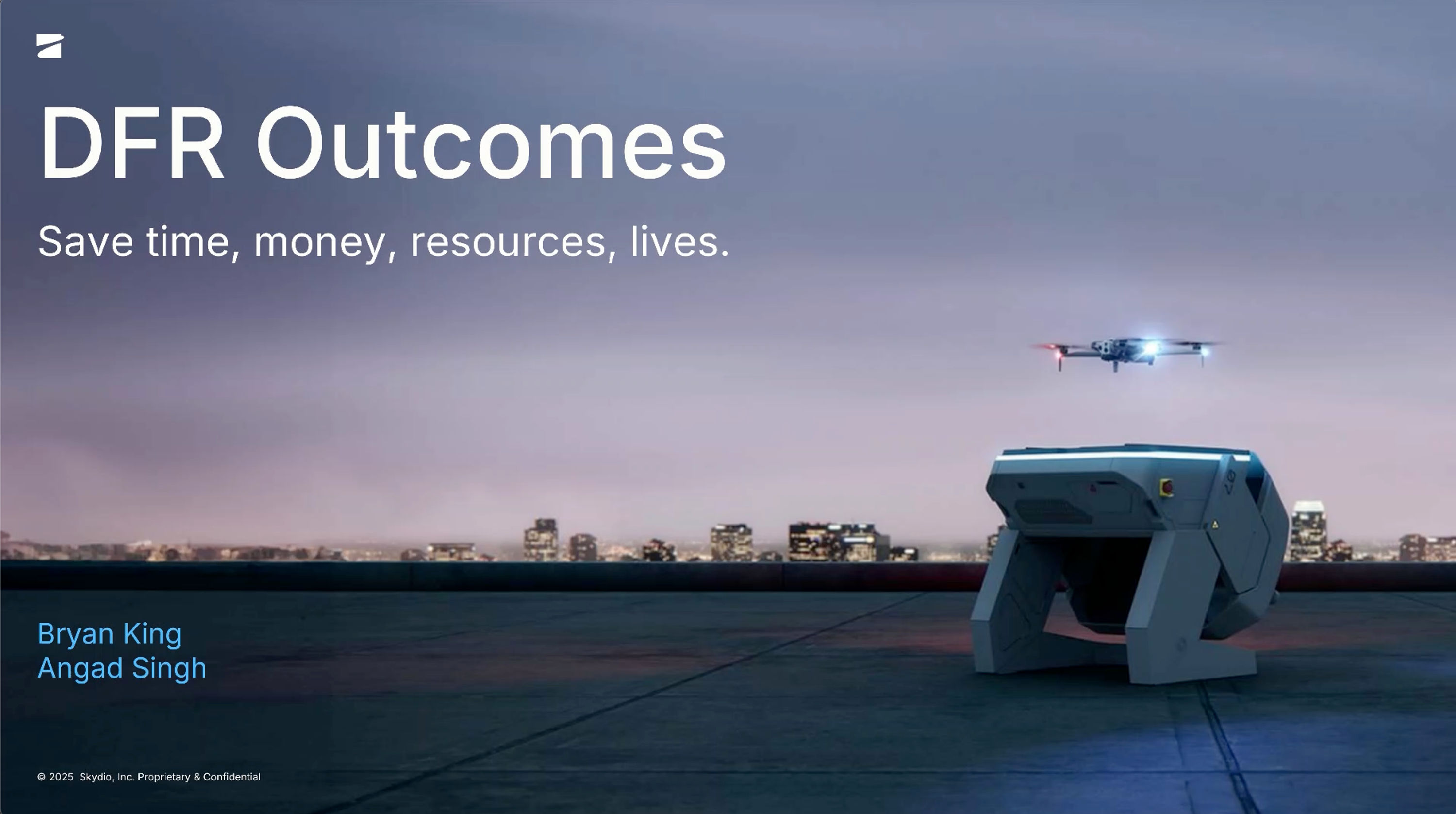 cover slide for Skydio Webinar on DFR Outcomes