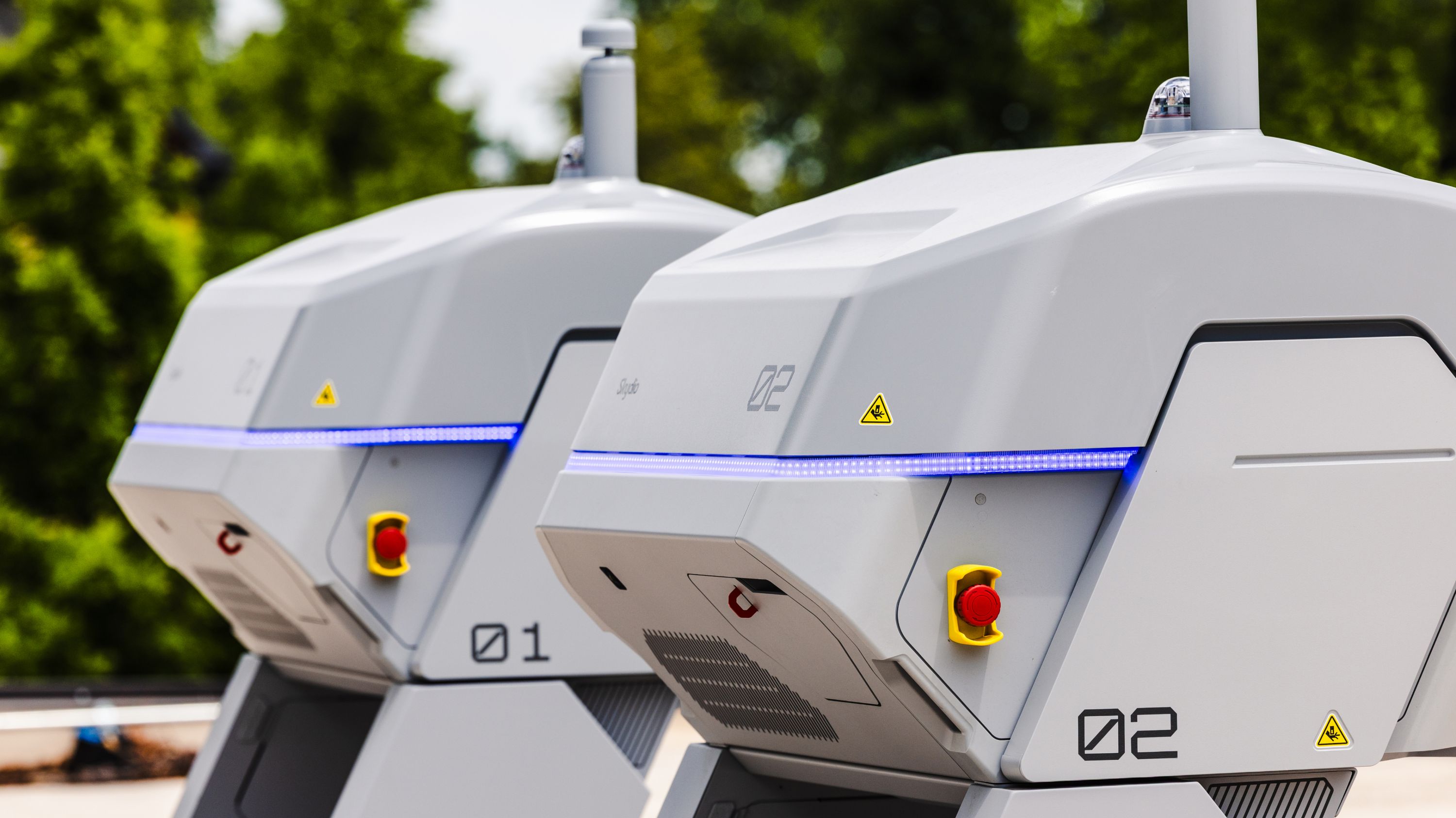 Two Skydio Docks for X10 placed side by side shot at an angle