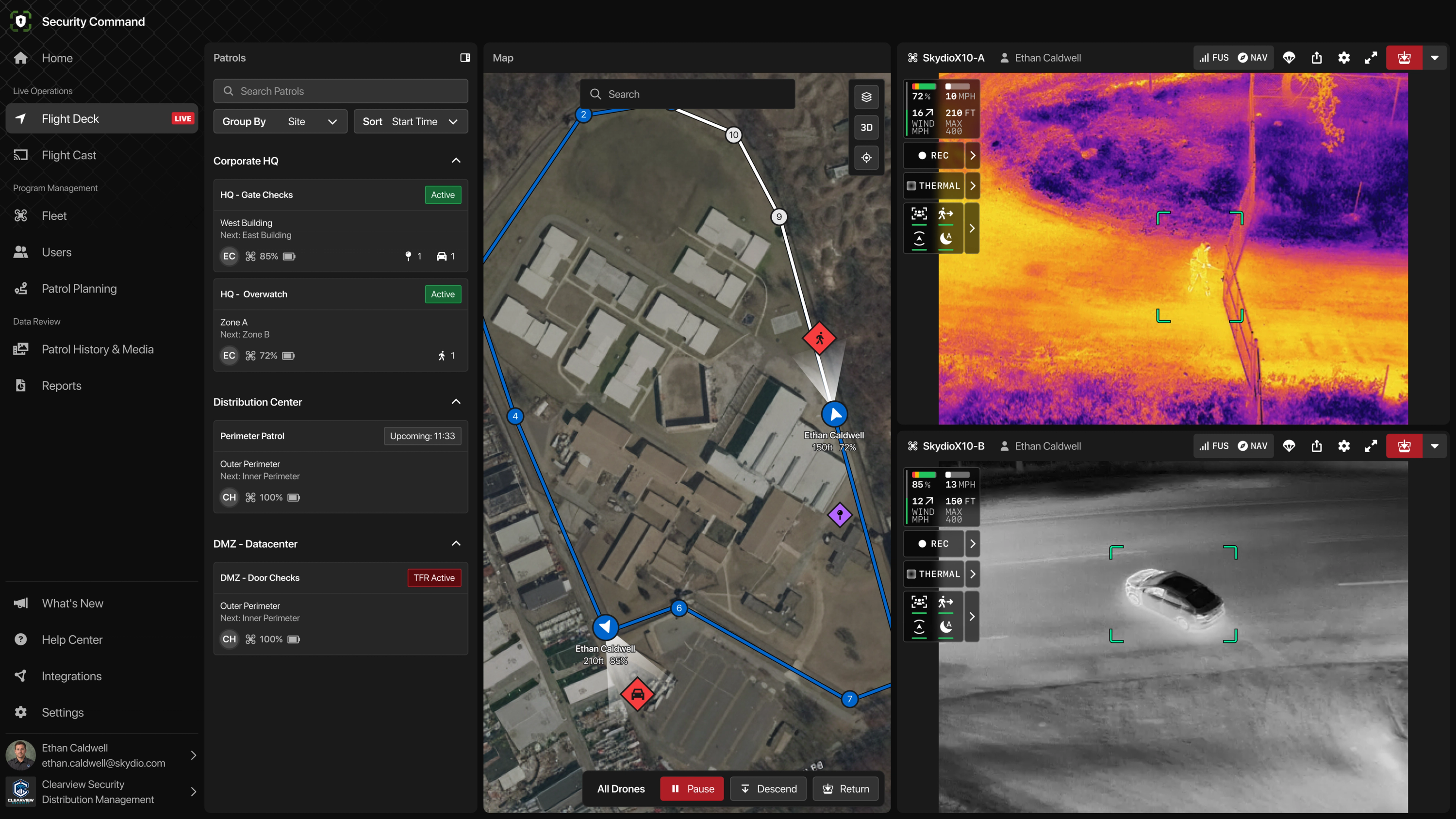 Skydio Security Command  software dashboard - Remotely automated patrols
