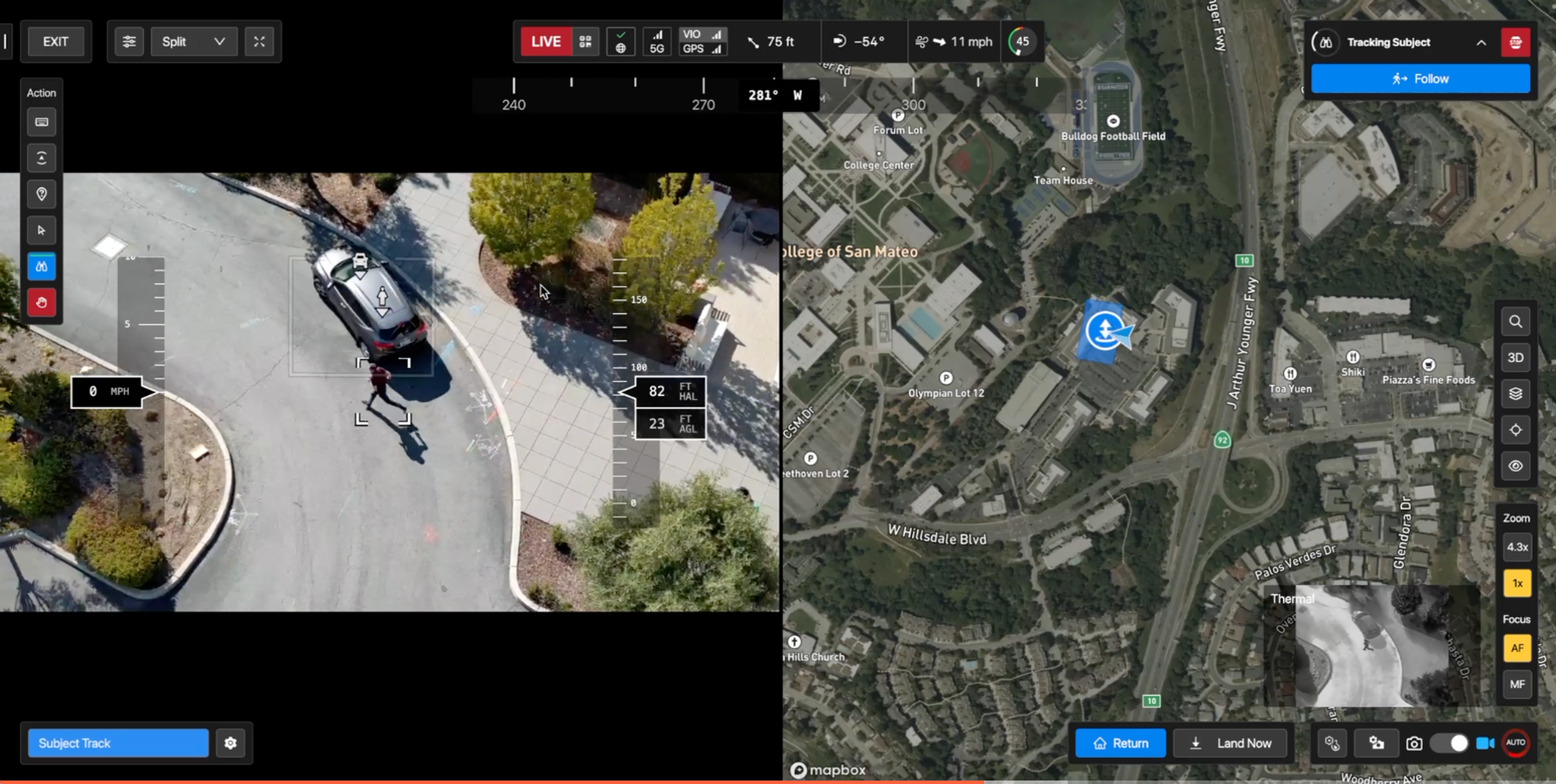 user interface of DFR Command with Skydio Shadow detecting
