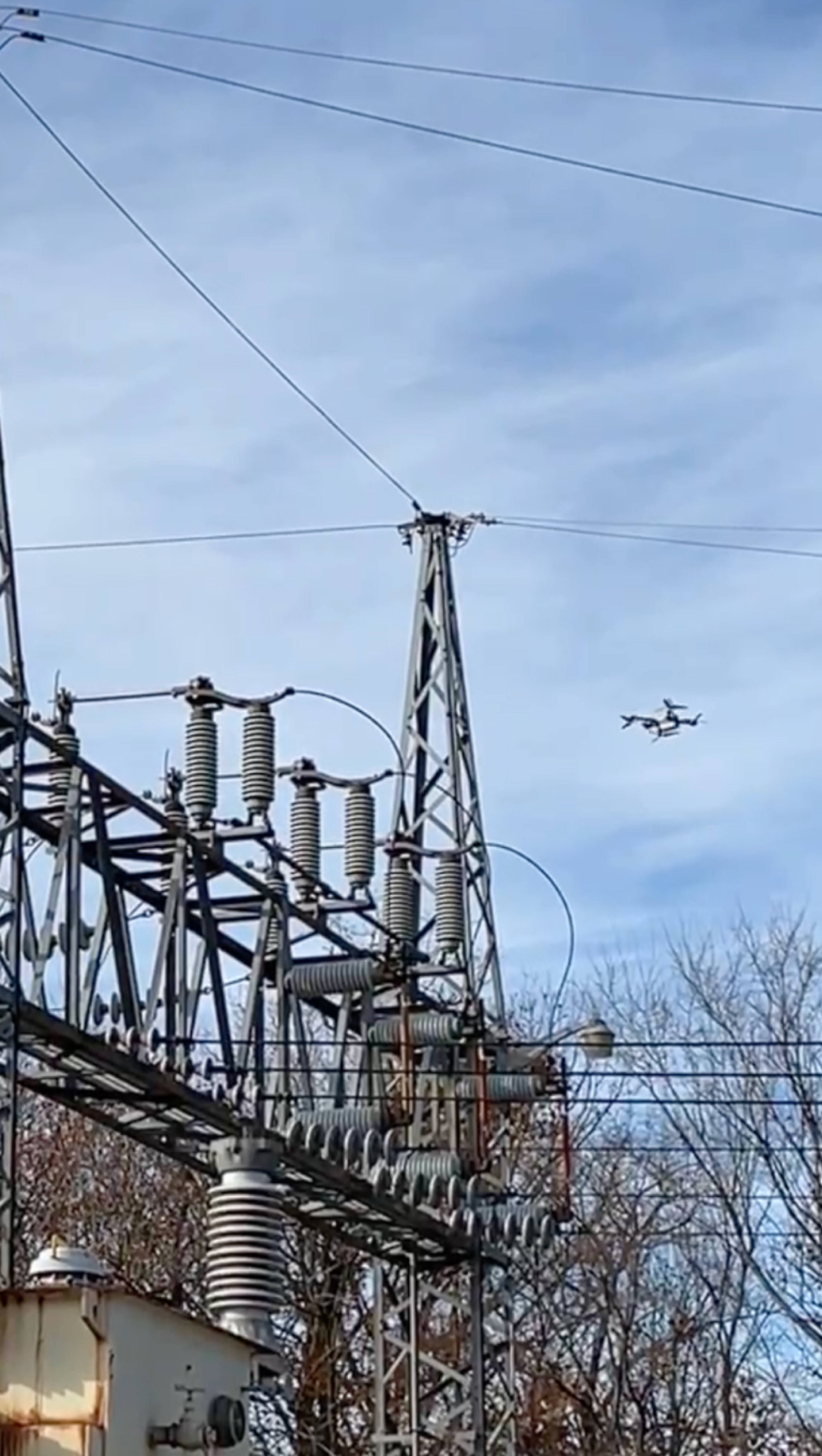 Skydio X10 drone flying near utility electrical assets