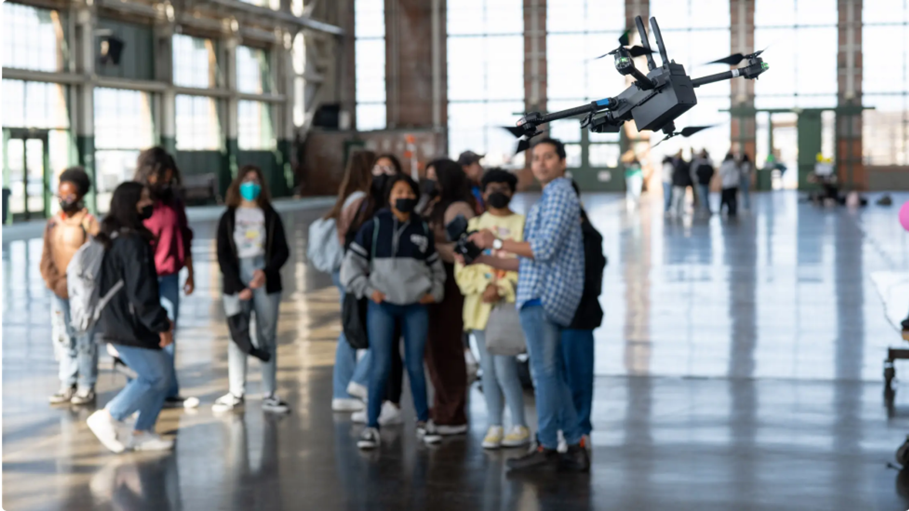student flying Skydio drones