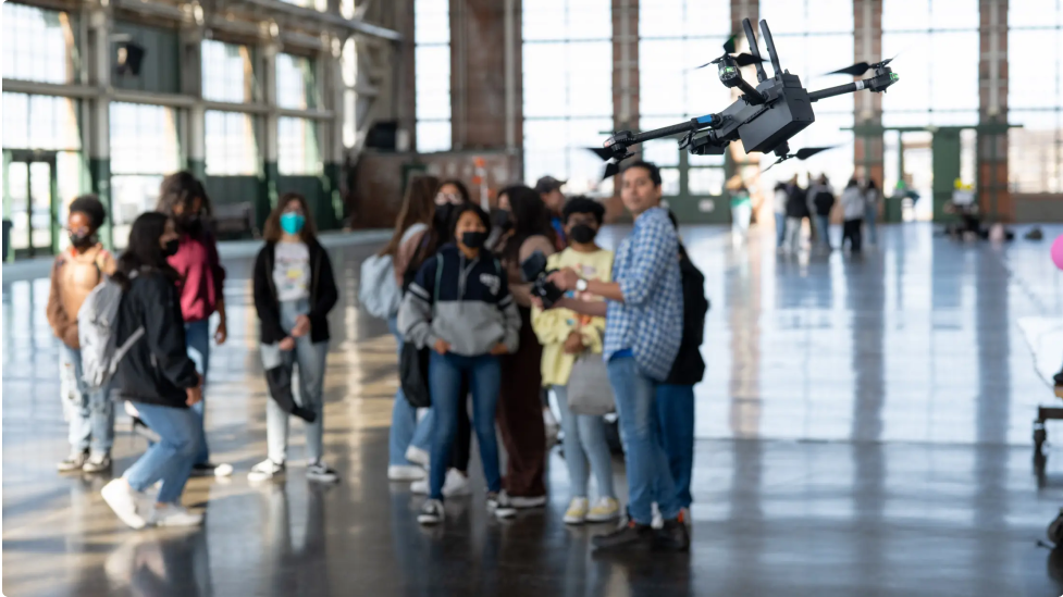 student flying Skydio drones