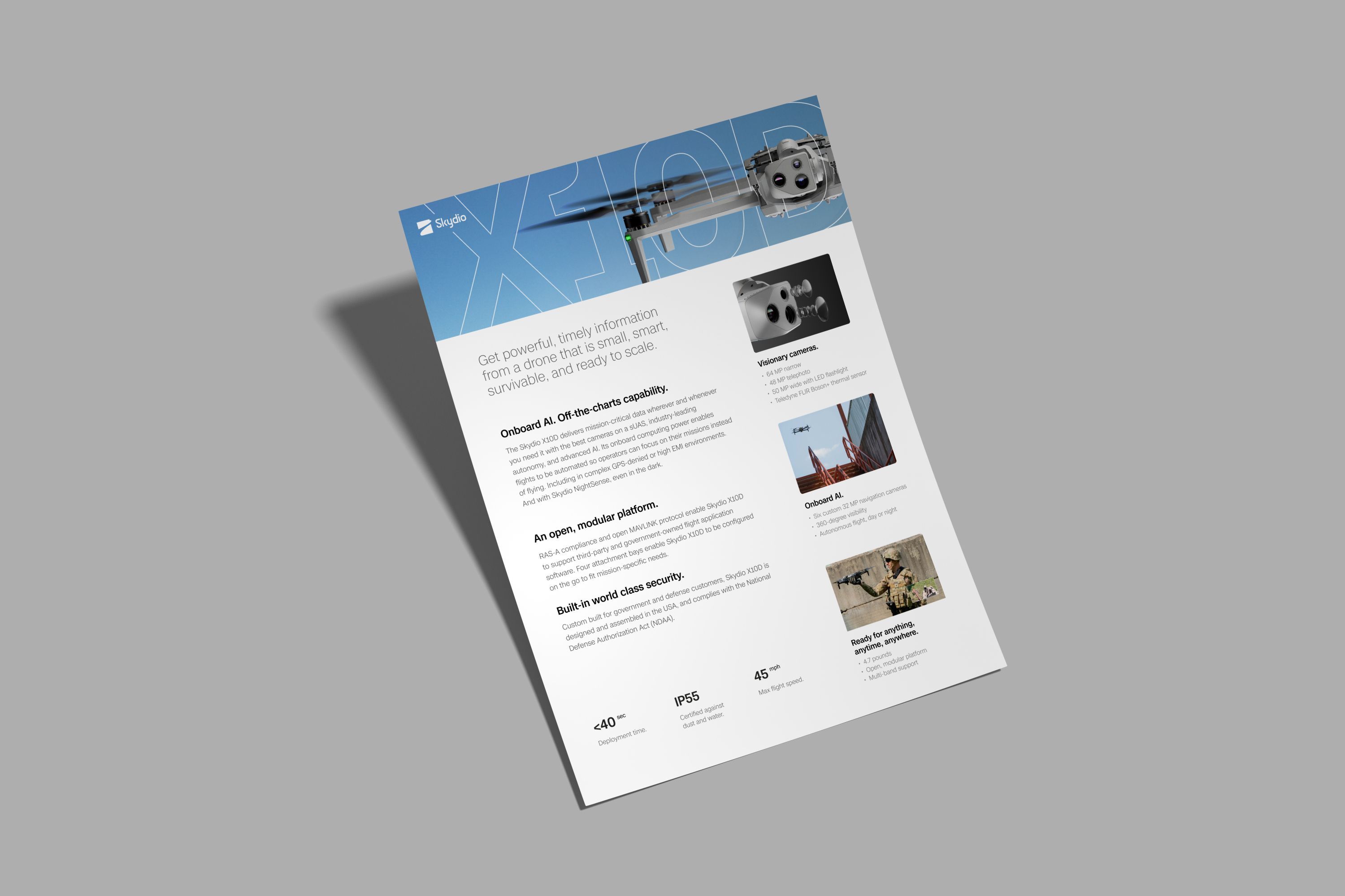 image of Skydio X10 drone data sheet