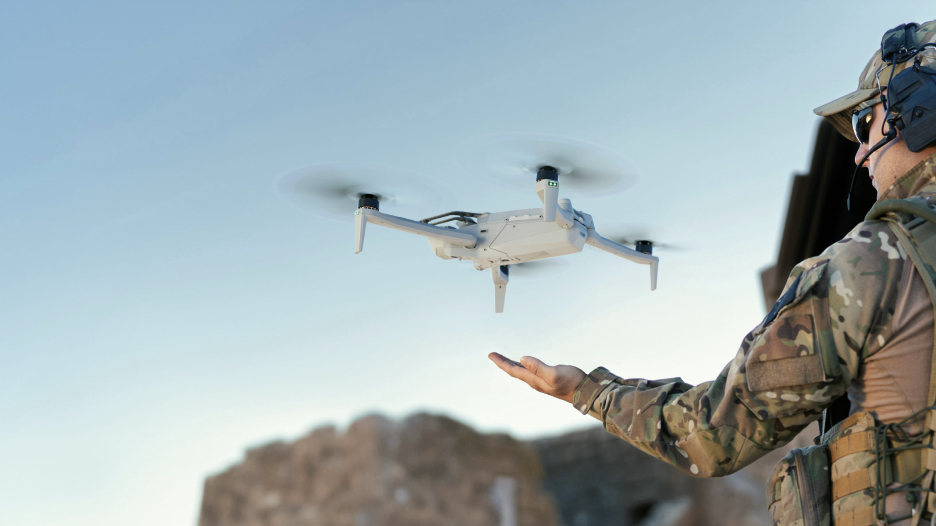 warfighter launching Skydio X10D national security drone