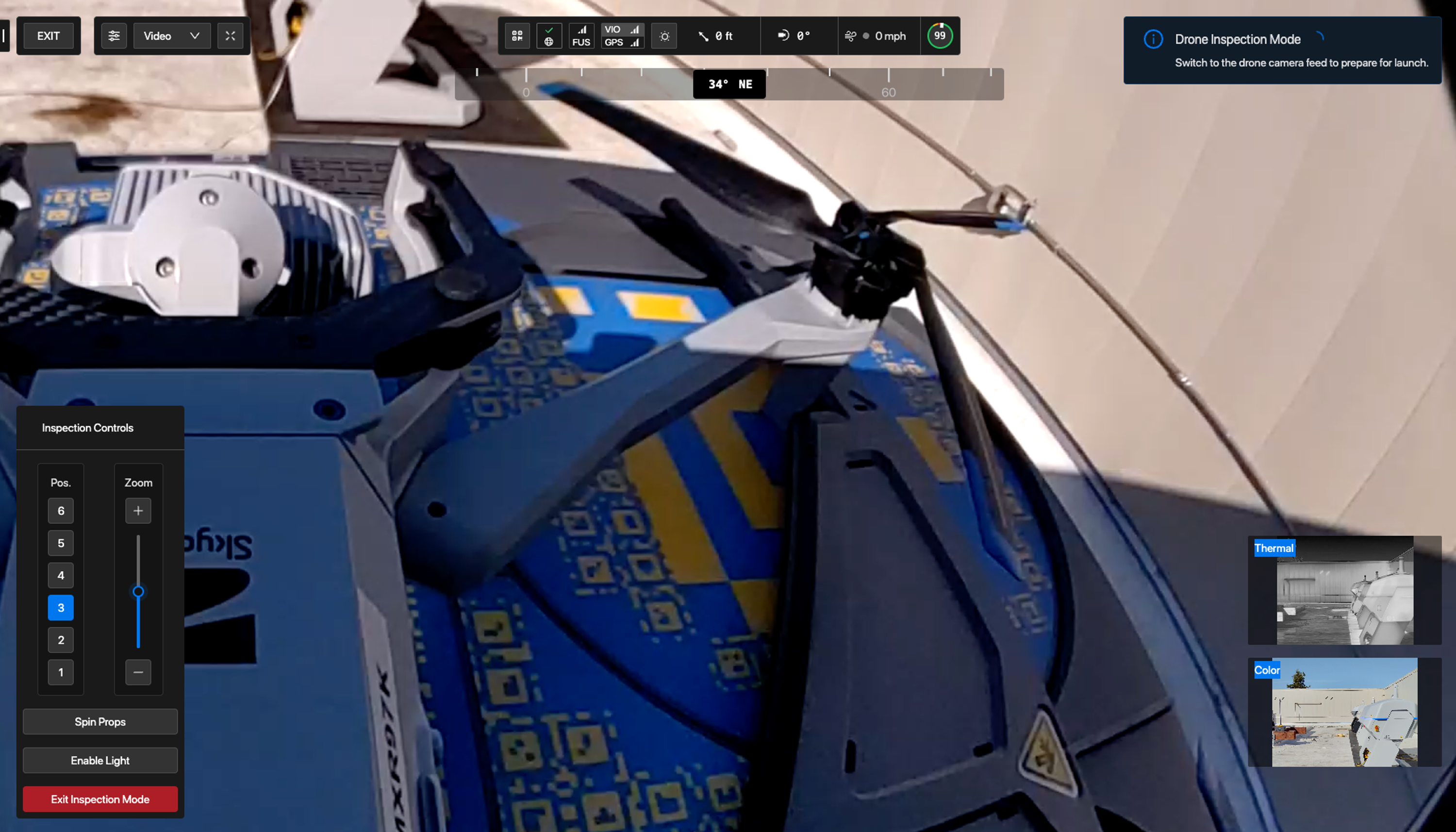 Drone inspection mode with propeller check of X10 drone