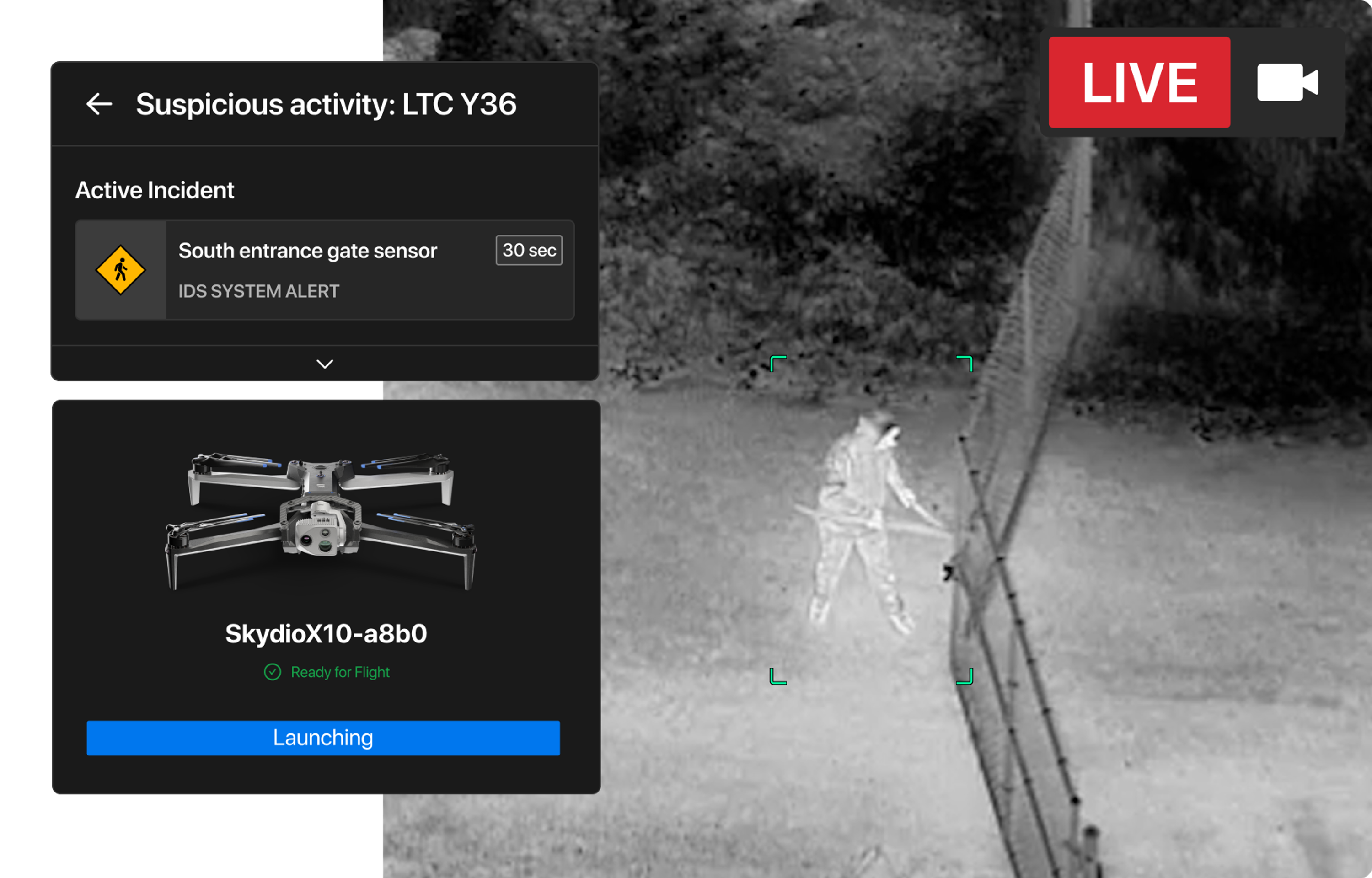Verify incident firs with Skydio X10 drone response, then commit officers when necessary.