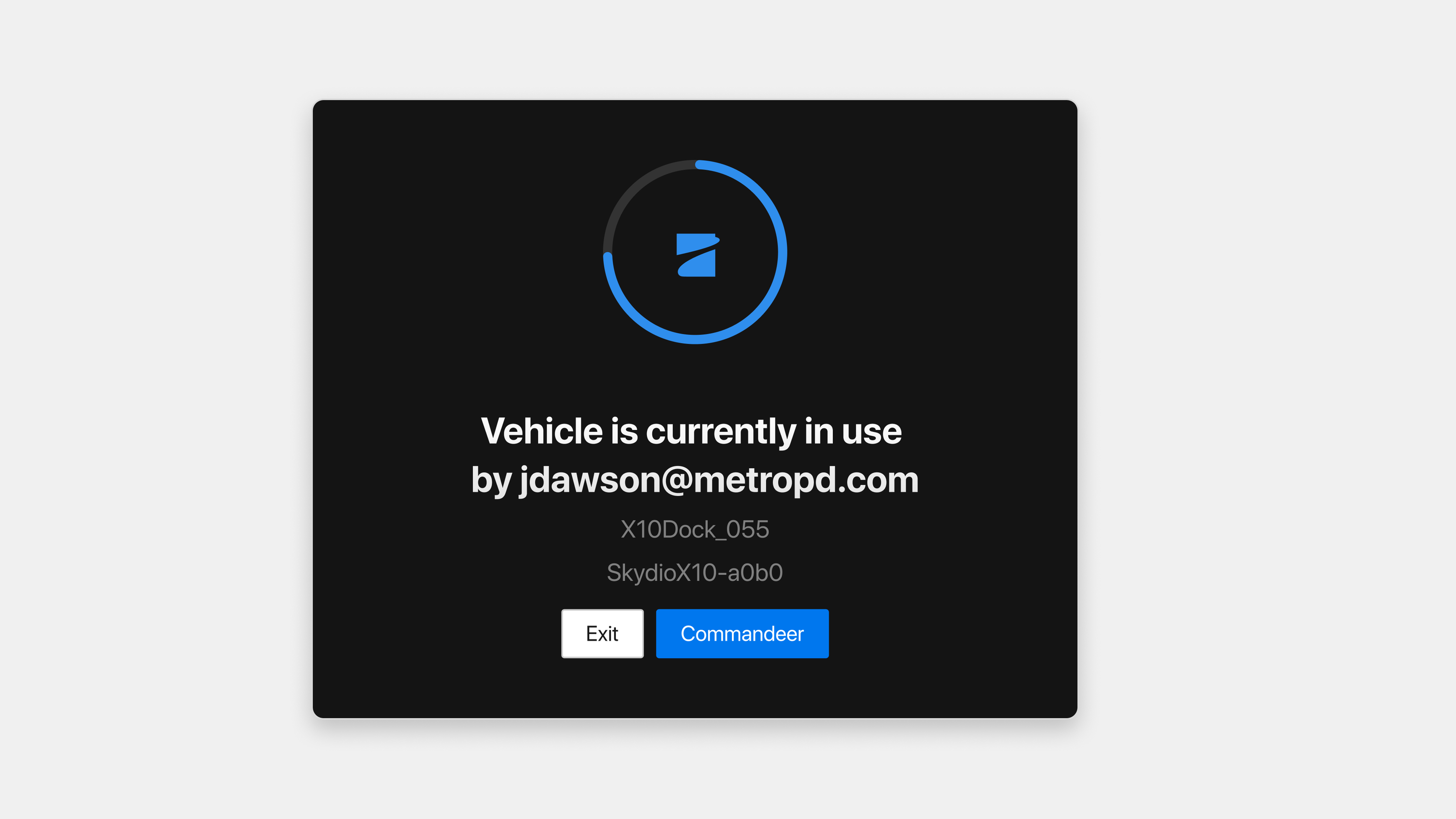 Remote Ops UI of commandering a drone in flight from another operator
