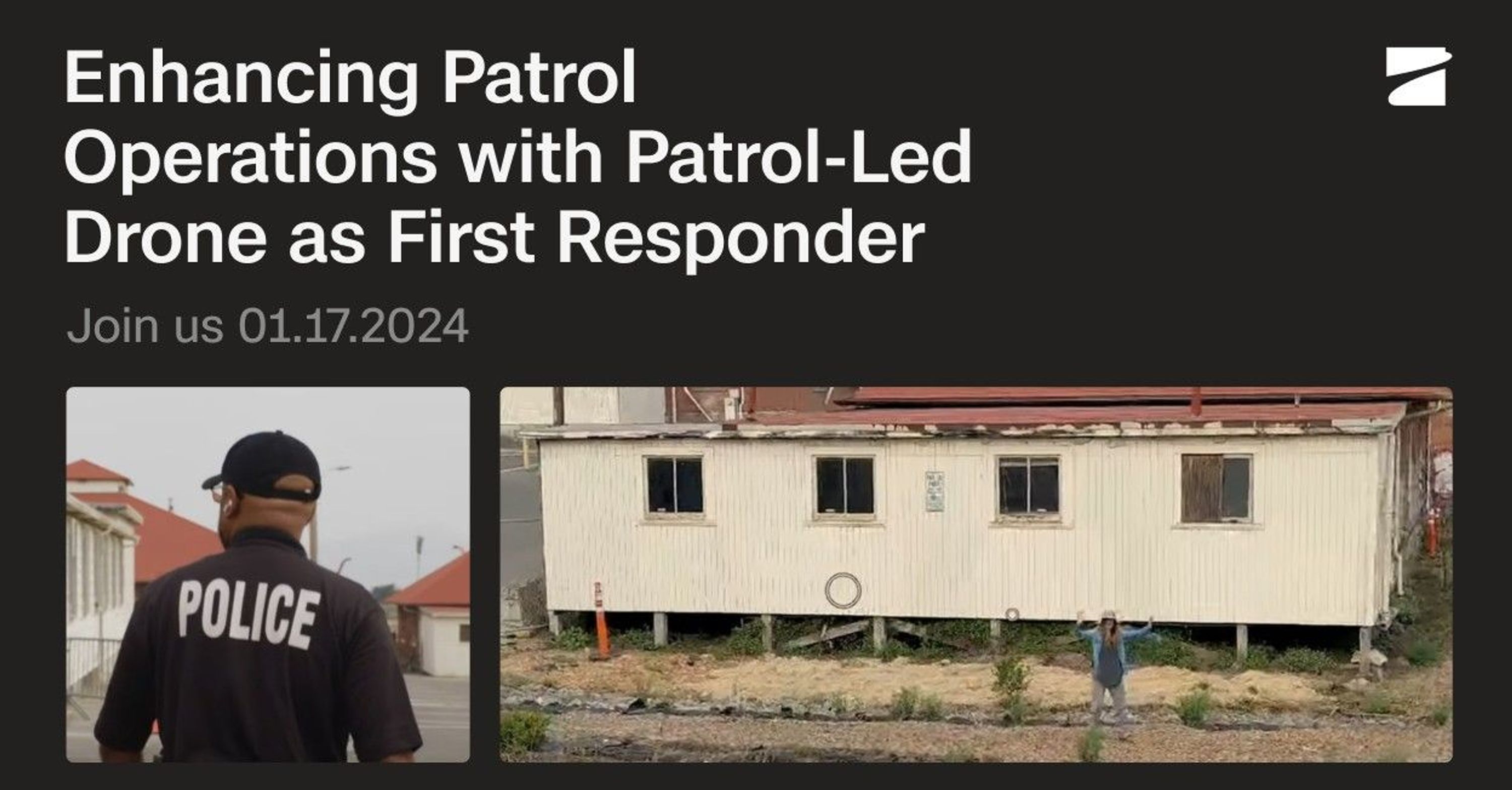 image promoting a webinar about Patrol-Led Drone as First Responder (DFR)