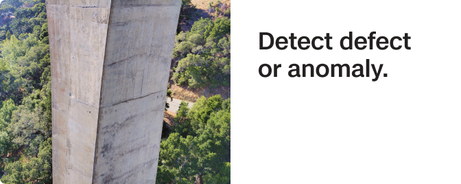 defect in infrastructure spotted with capture from a Skydio inspection drone