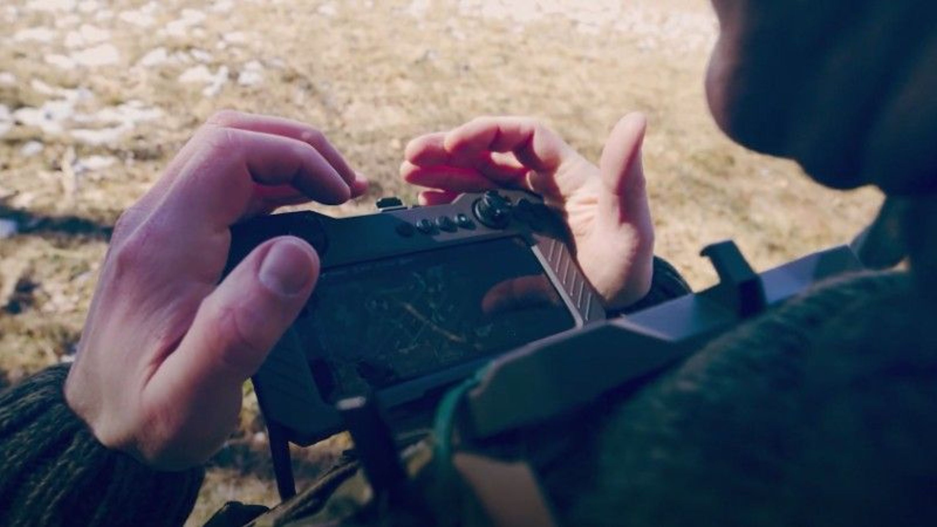 a man flying a drone