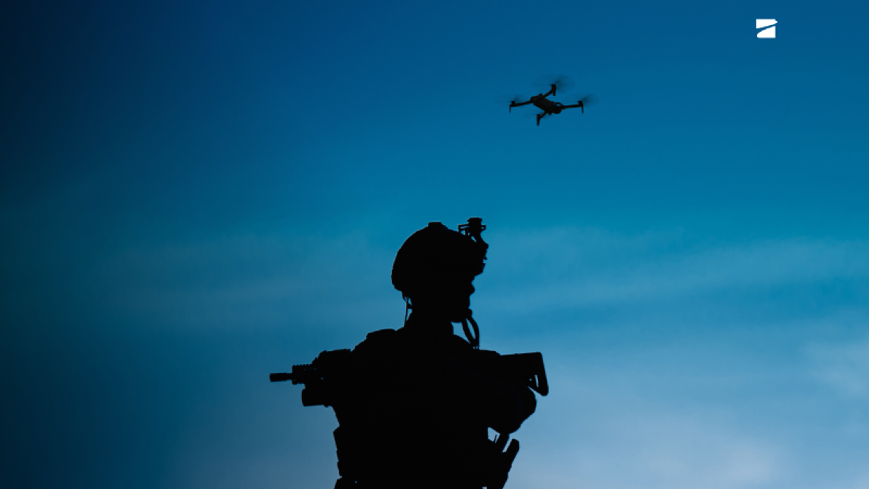 a warfighter flying a Skydio drone